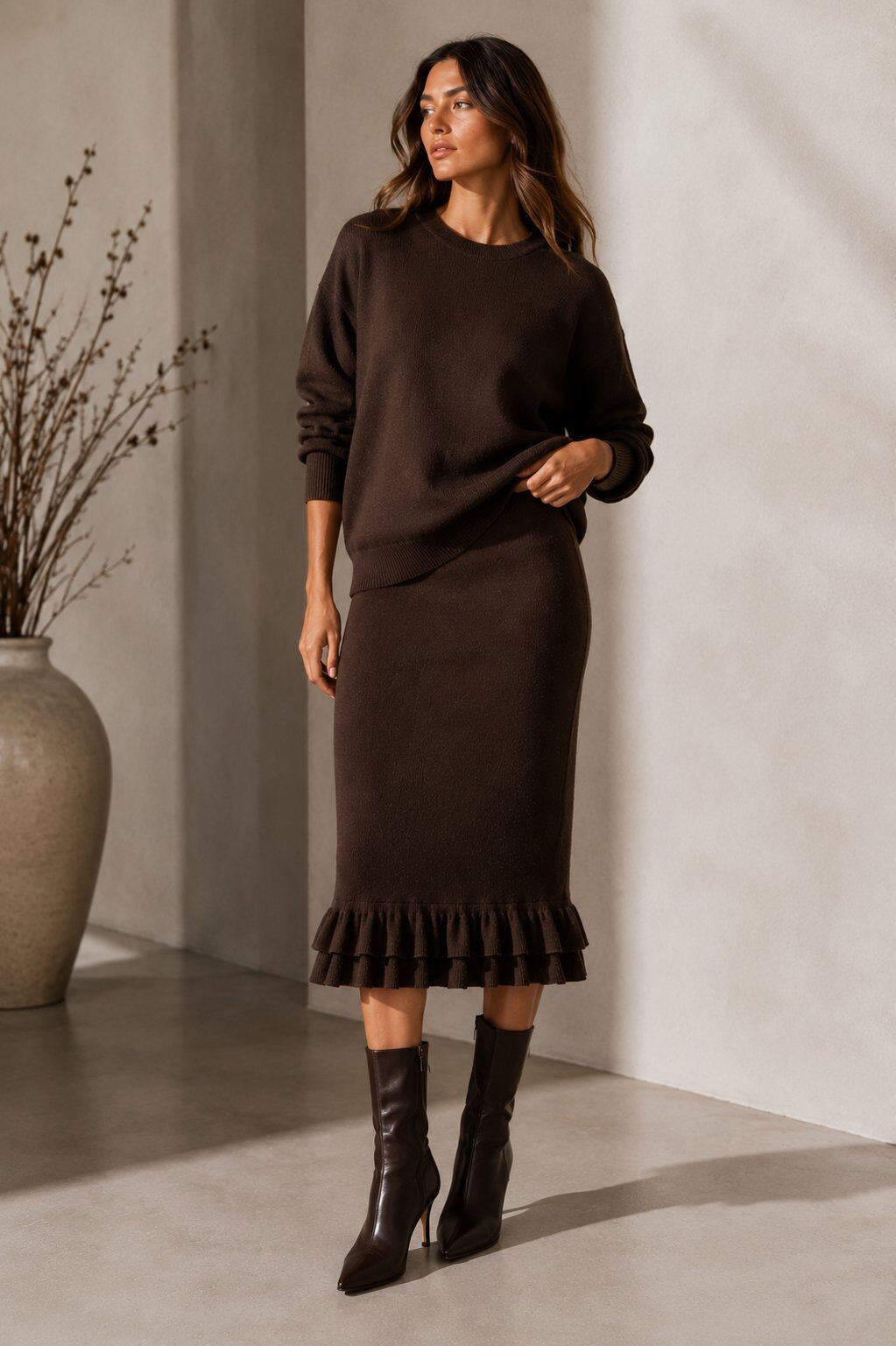 Wholesaler ECRU by Luni - Knit Skirt with Ruffle