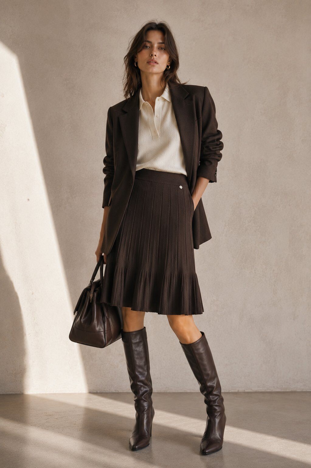 Wholesaler ECRU by Luni - Knit skirt with pleated ruffle