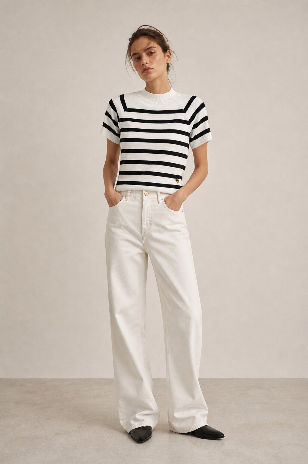 Mayorista ECRU by Luni - Top de Punto a Rayas Crudo – Línea Essential Chic