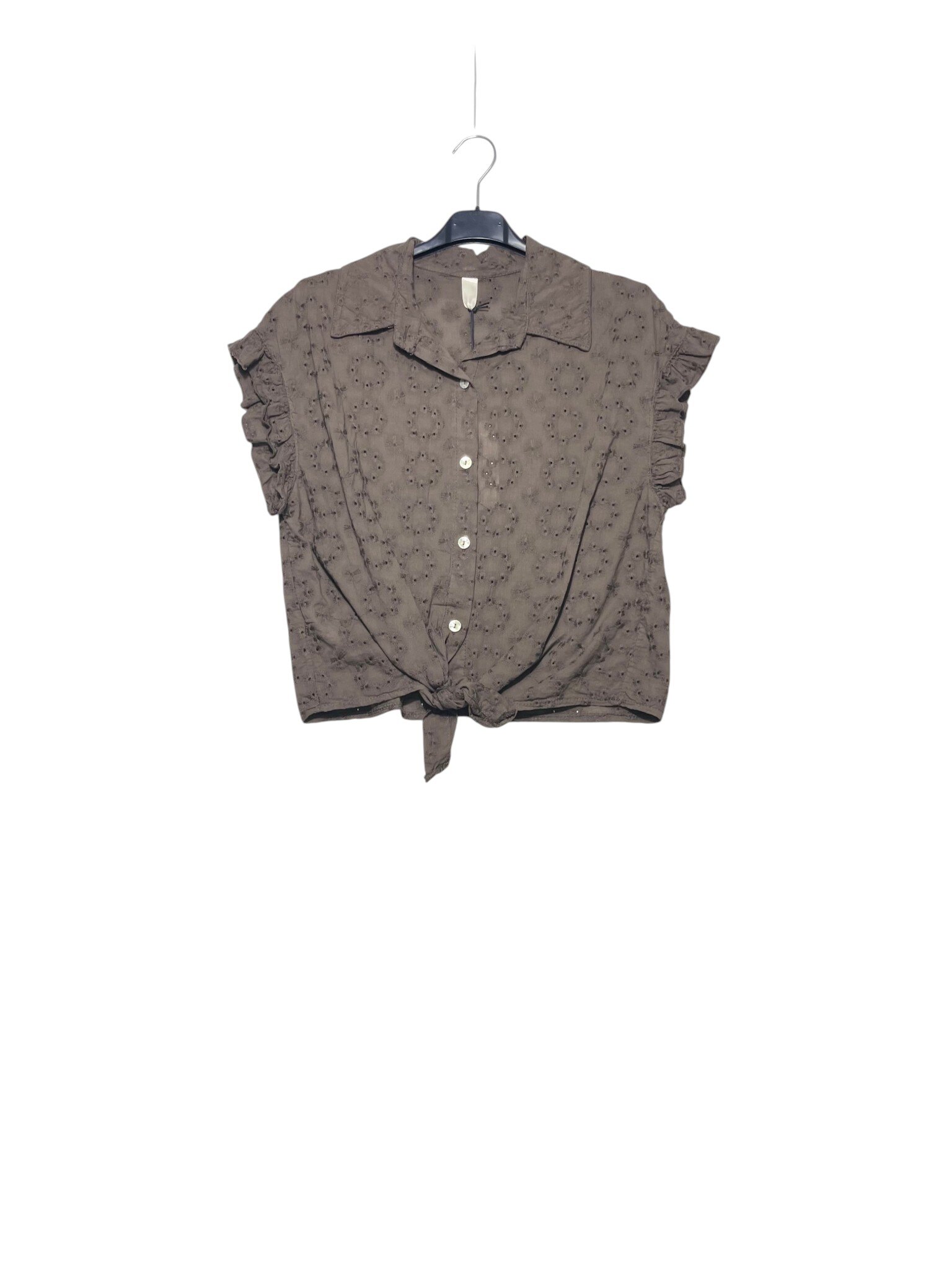 Mayorista Elegance - Blusa sin mangas de bordado inglés con volantes