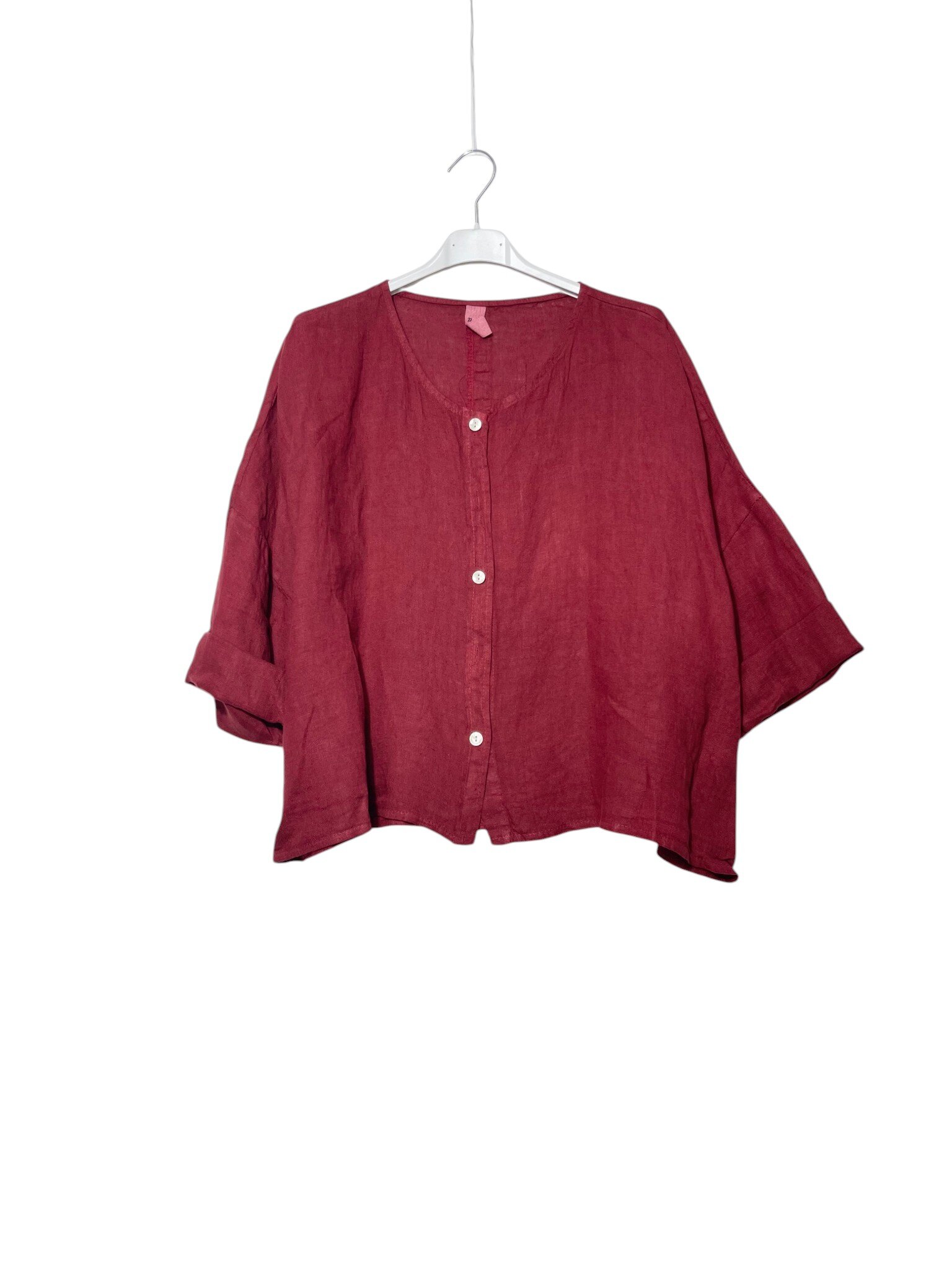 Mayorista Elegance - Camisa oversize de lino puro con cuello redondo