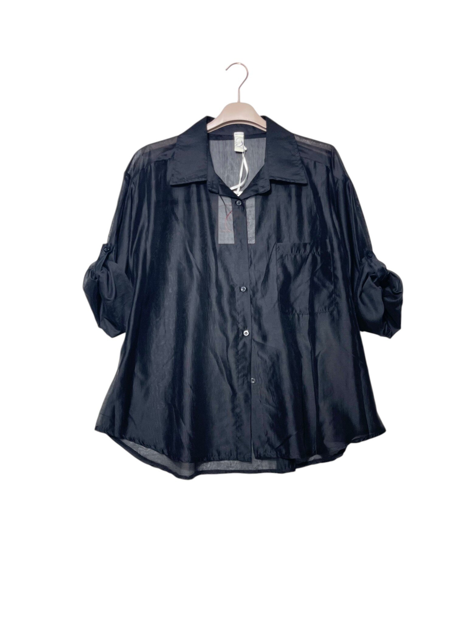 Grossiste Elegance - Chemise grande taille en tencel avec poche poitrine