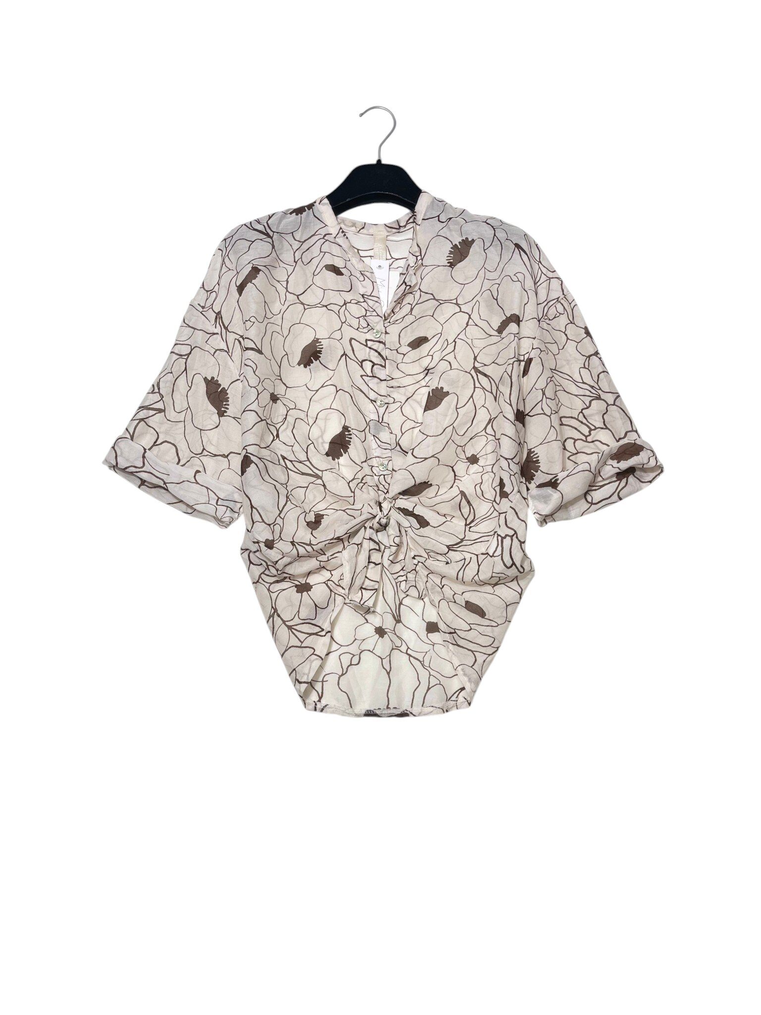 Wholesaler Elegance - Silk blend shirt with mandarin collar and floral print
