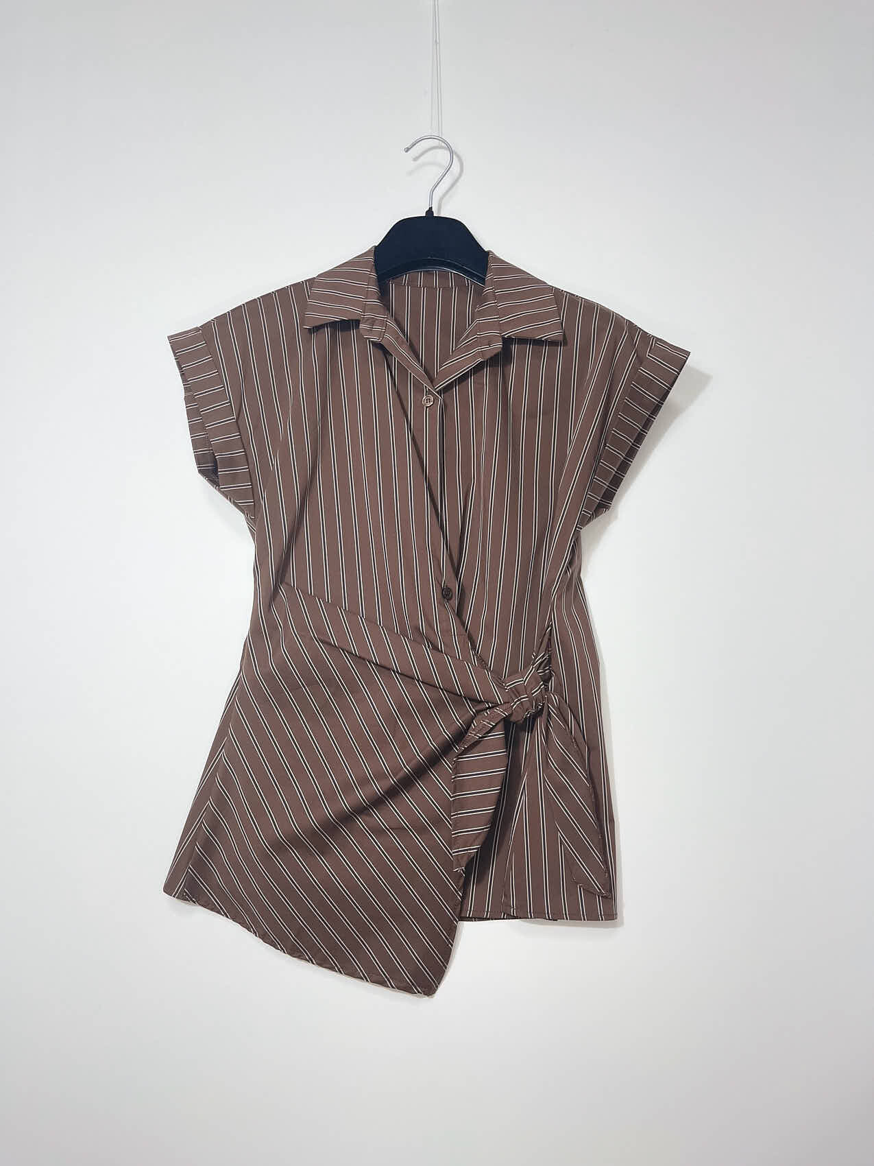 Wholesaler Elegance - Striped Shirt with Side Bow