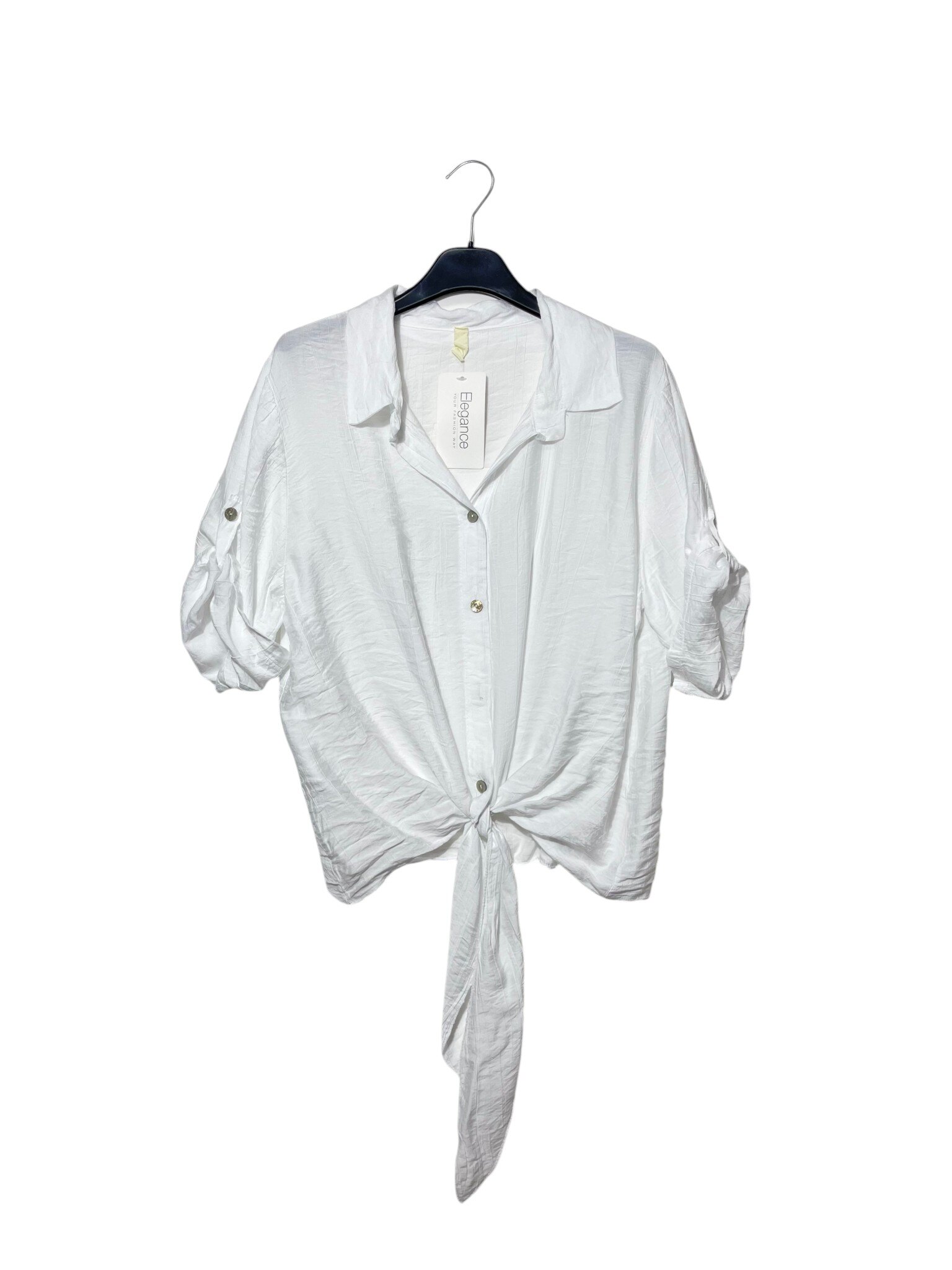 Wholesaler Elegance - Short-sleeve viscose blouse with bow
