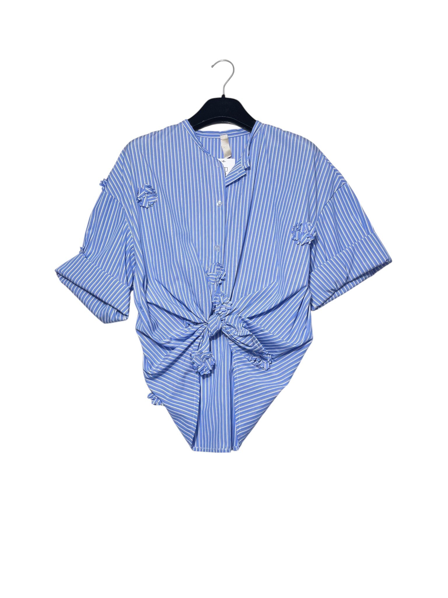 Wholesaler Elegance - Striped short-sleeve shirt with embroidery