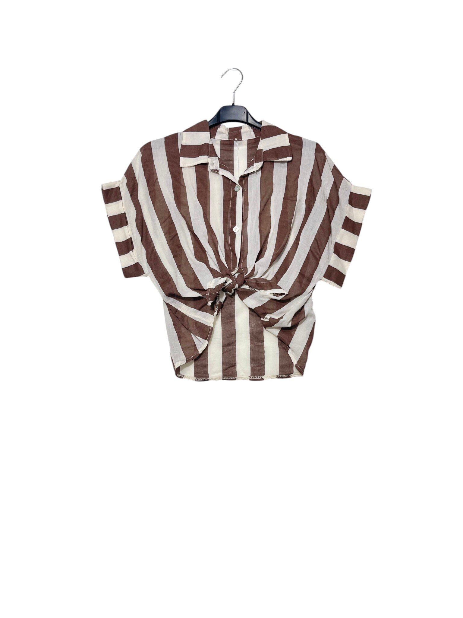 Wholesaler Elegance - Short-sleeve shirt in lightweight striped cotton