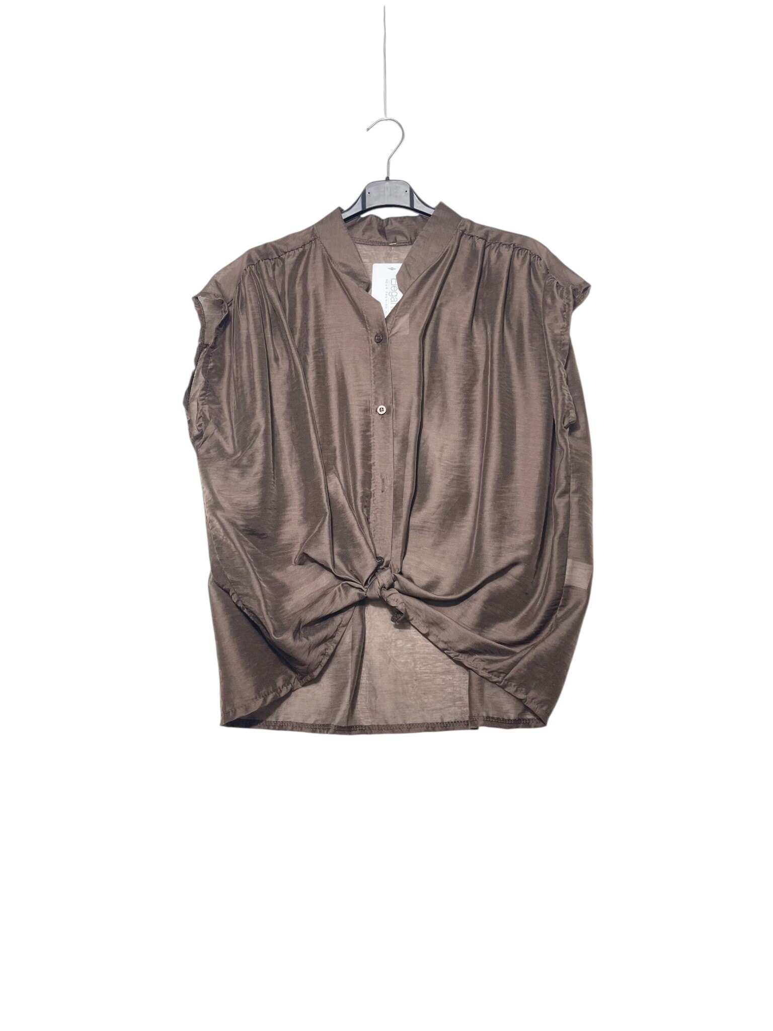 Mayorista Elegance - Camisa de mezcla de lino con cuello mao