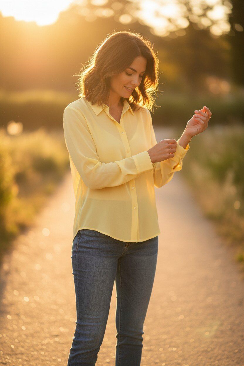 Wholesaler Elegance - Georgette blouse with covered buttons
