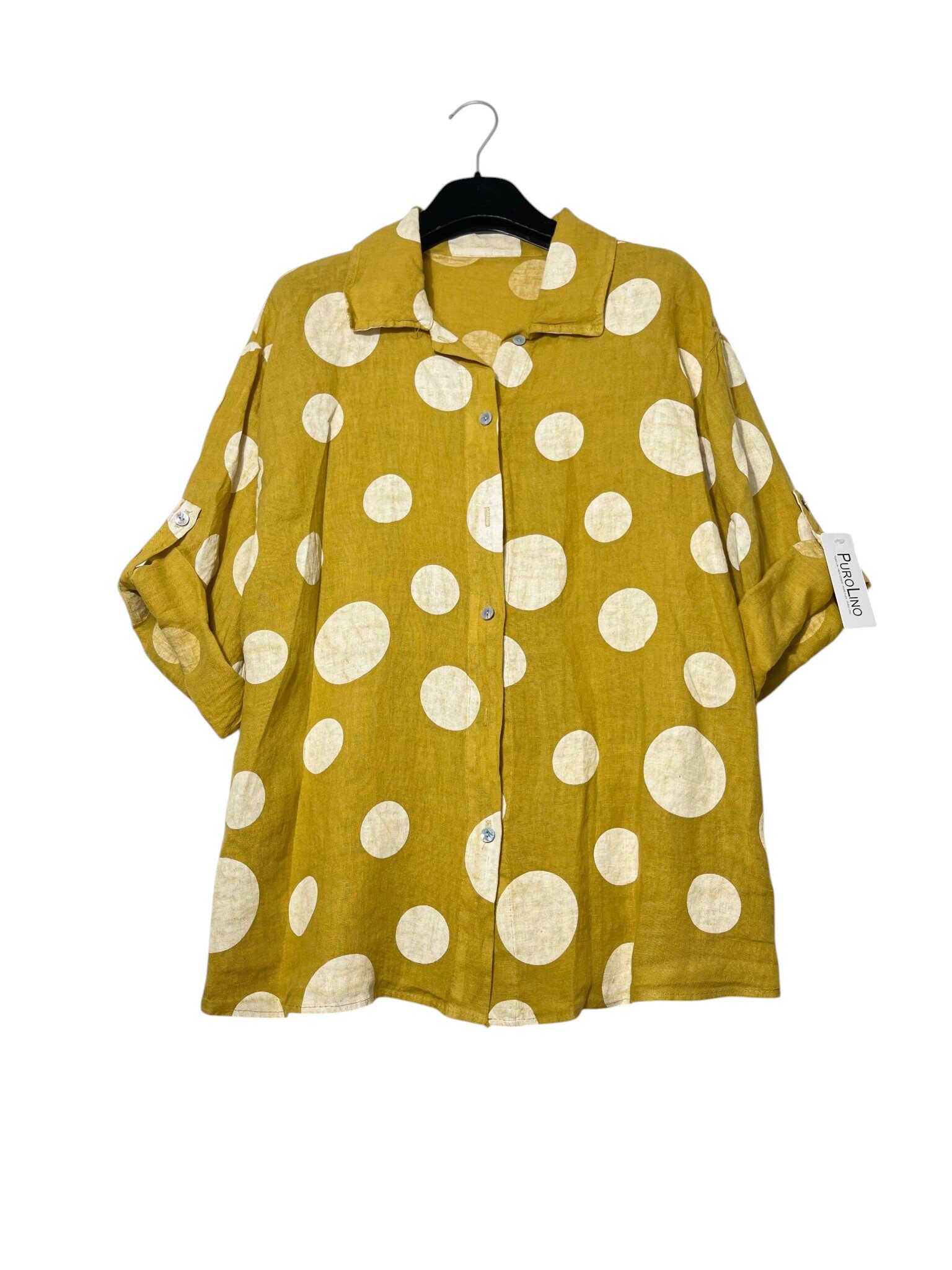 Wholesaler Elegance - Oversized linen shirt with polka dots