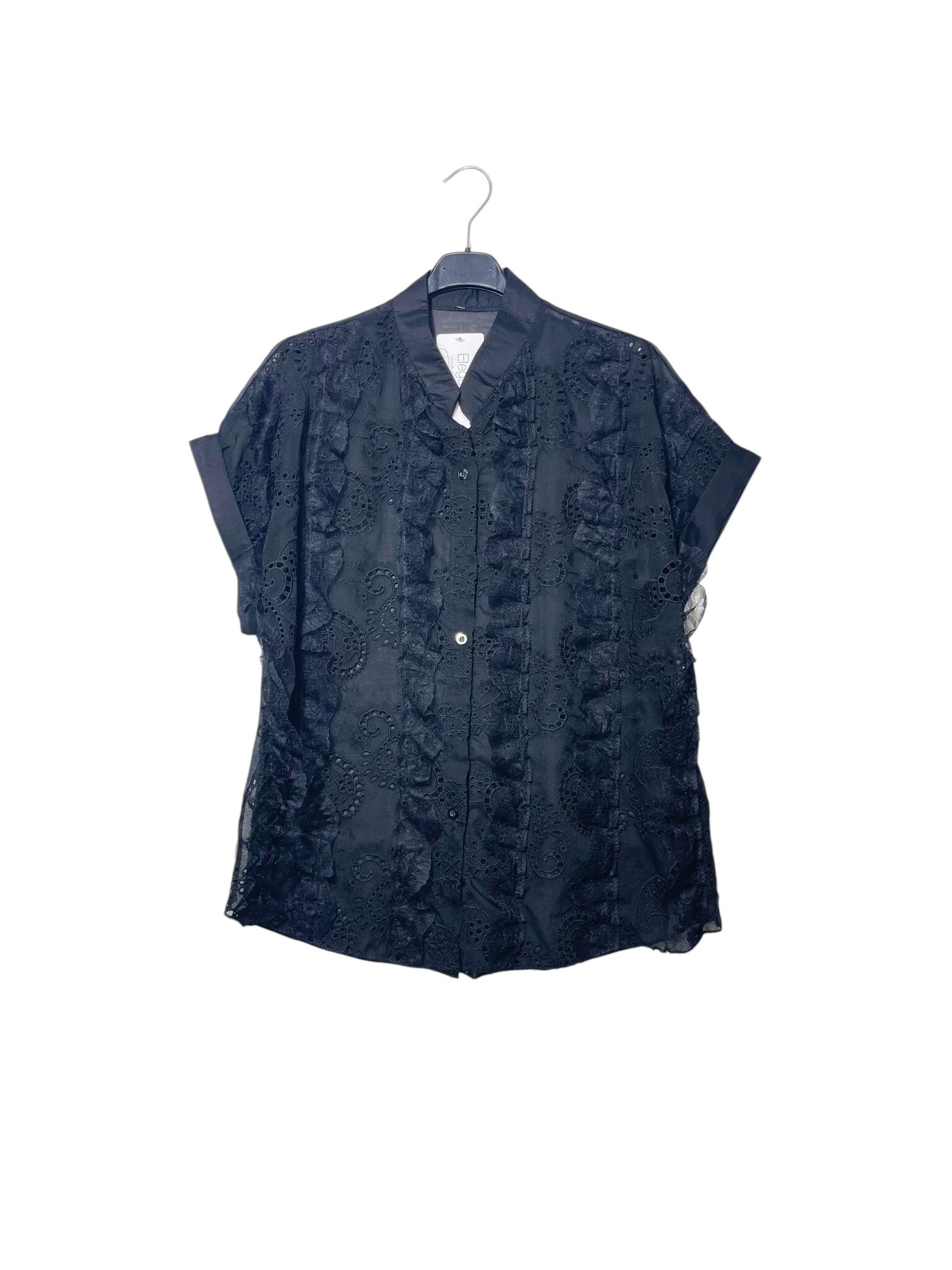 Wholesaler Elegance - Tencel shirt with eyelet and lace inserts