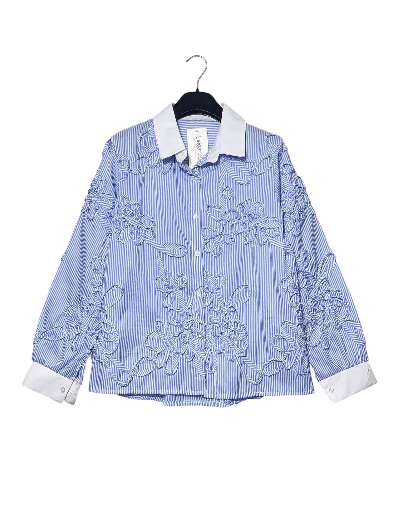 Wholesaler Elegance - Shirt with collar, contrasting sleeves, and embroidery