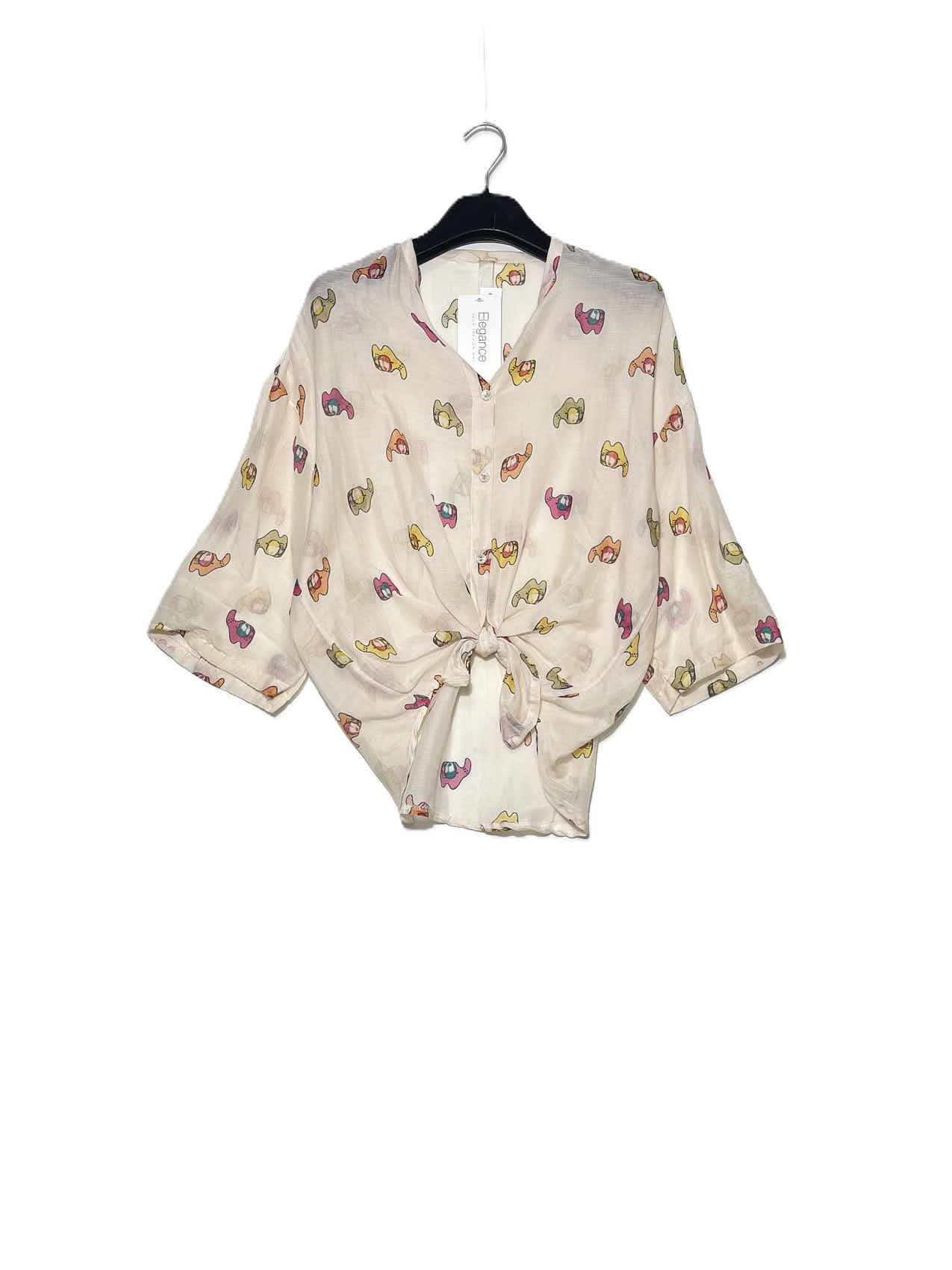 Grossiste Elegance - Chemise en mélange de soie à col mao