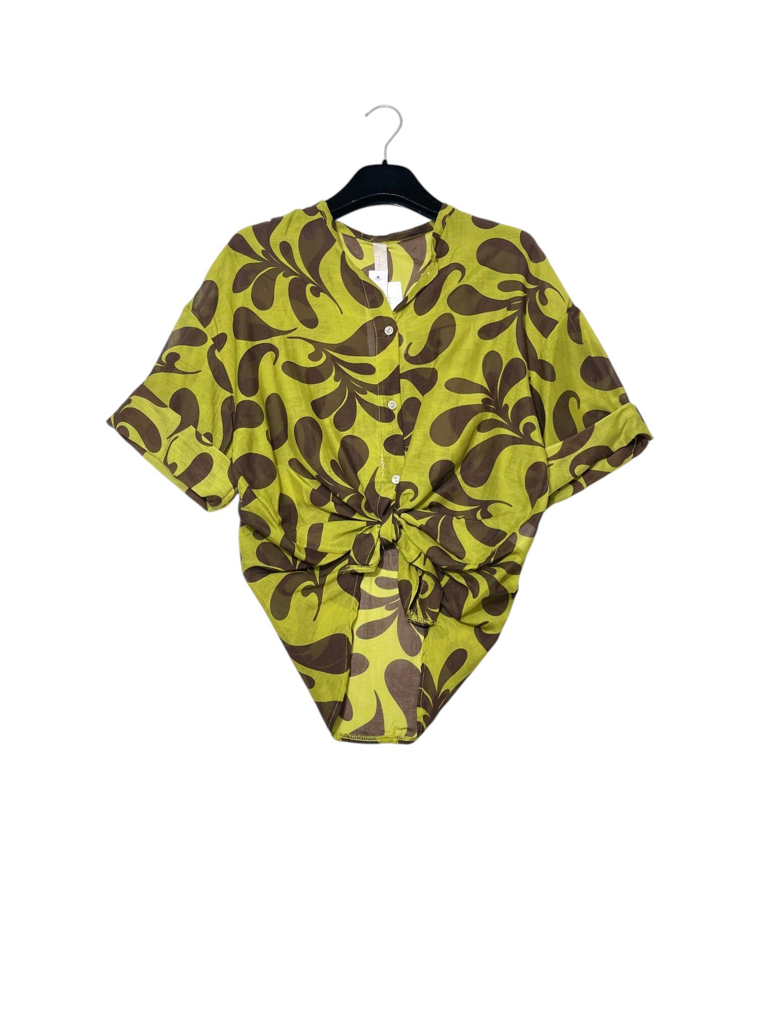 Wholesaler Elegance - Silk blend shirt with mandarin collar and floral print
