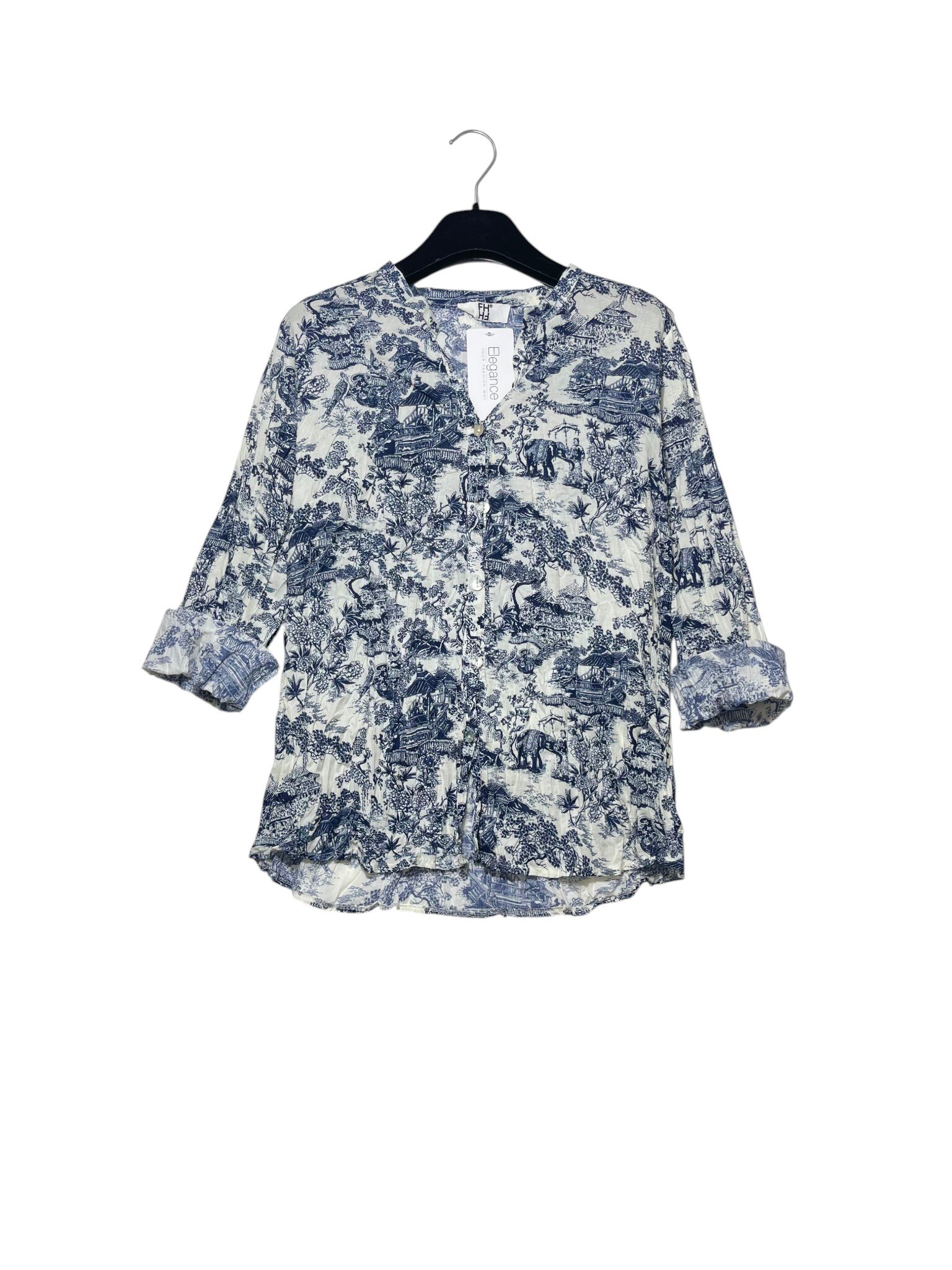 Mayorista Elegance - Camisa de puro algodón con efecto arrugado y estampado urbano