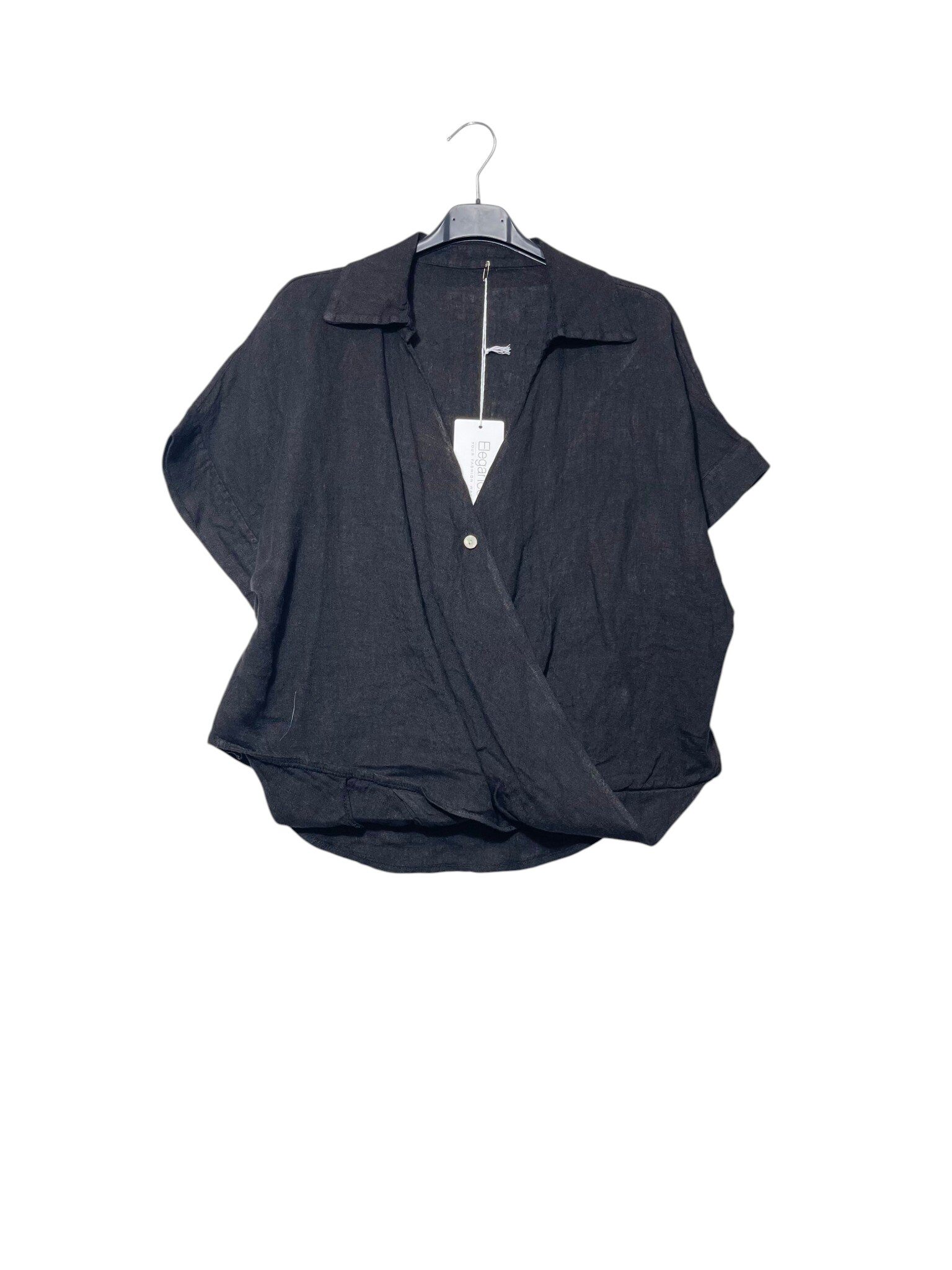 Mayorista Elegance - Camisa de lino con cierre envolvente