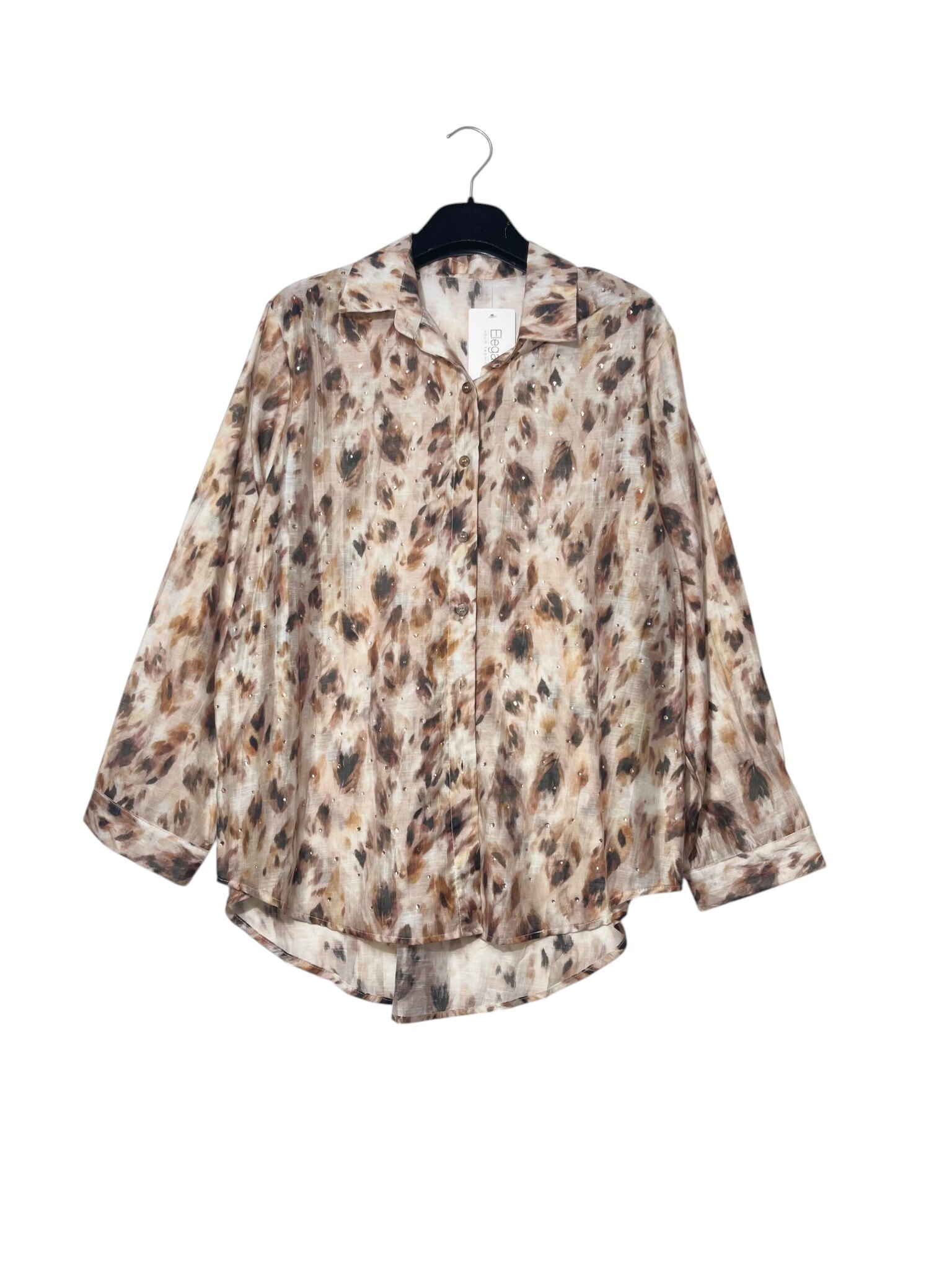 Mayorista Elegance - Camisa de tencel con flores y strass