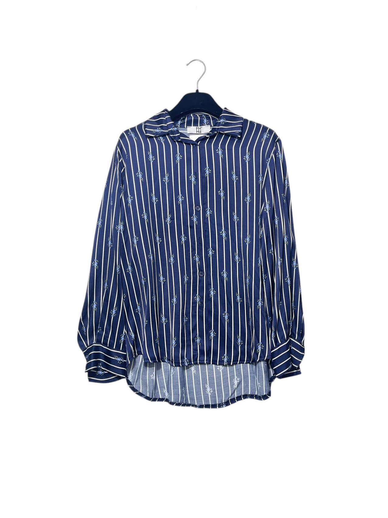 Grossista Elegance - Camicia pura viscosa a righe e fiori