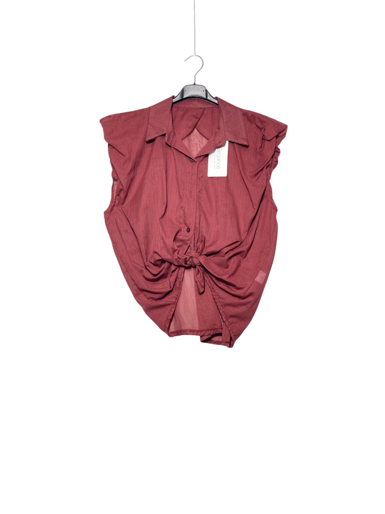 Grossista Elegance - Camicia smanicata in cotone leggero a righe