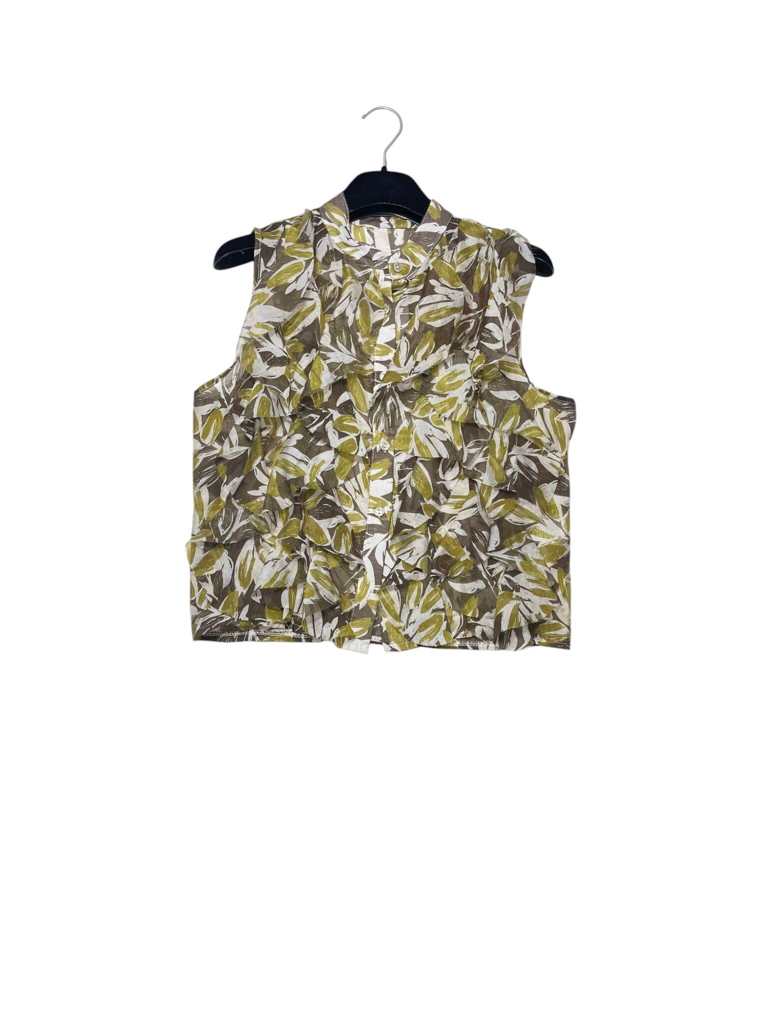Wholesaler Elegance - Sleeveless blouse with floral print ruffles