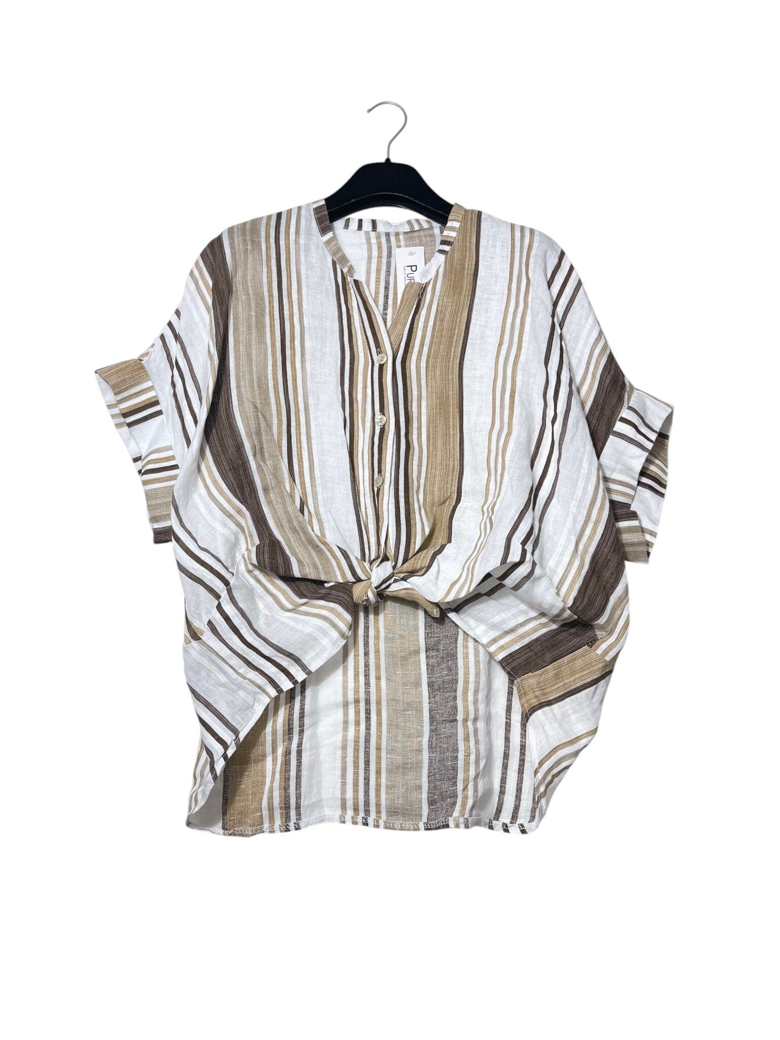 Wholesaler Elegance - Oversized pure linen striped shirt