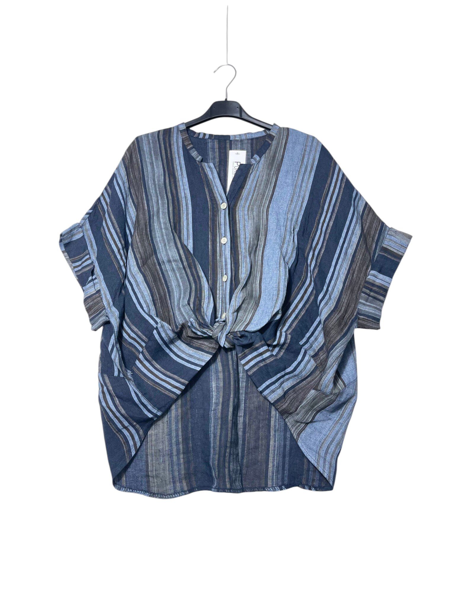 Wholesaler Elegance - Oversized pure linen striped shirt