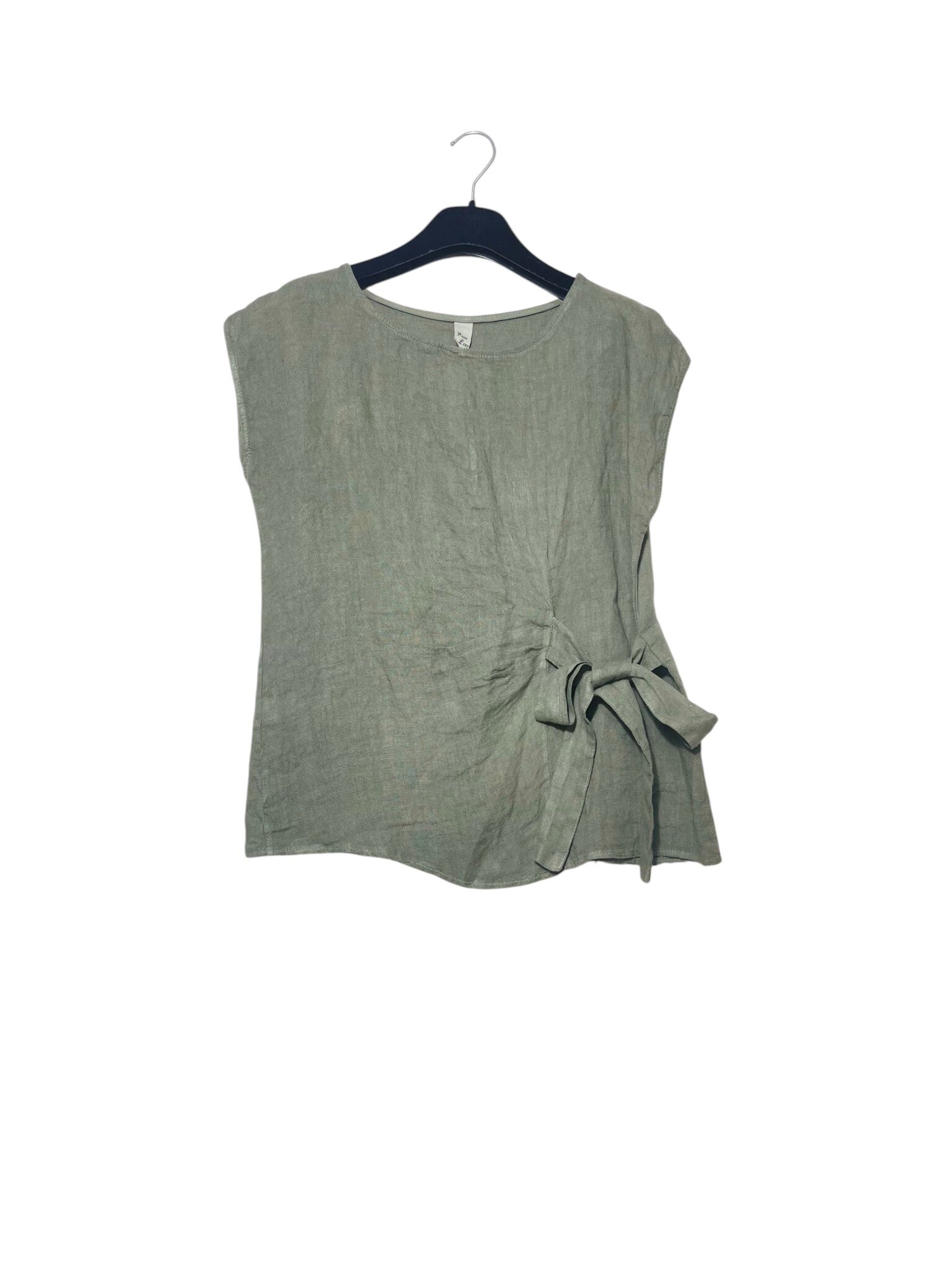 Mayorista Elegance - Camiseta de tirantes de lino puro con lazo lateral