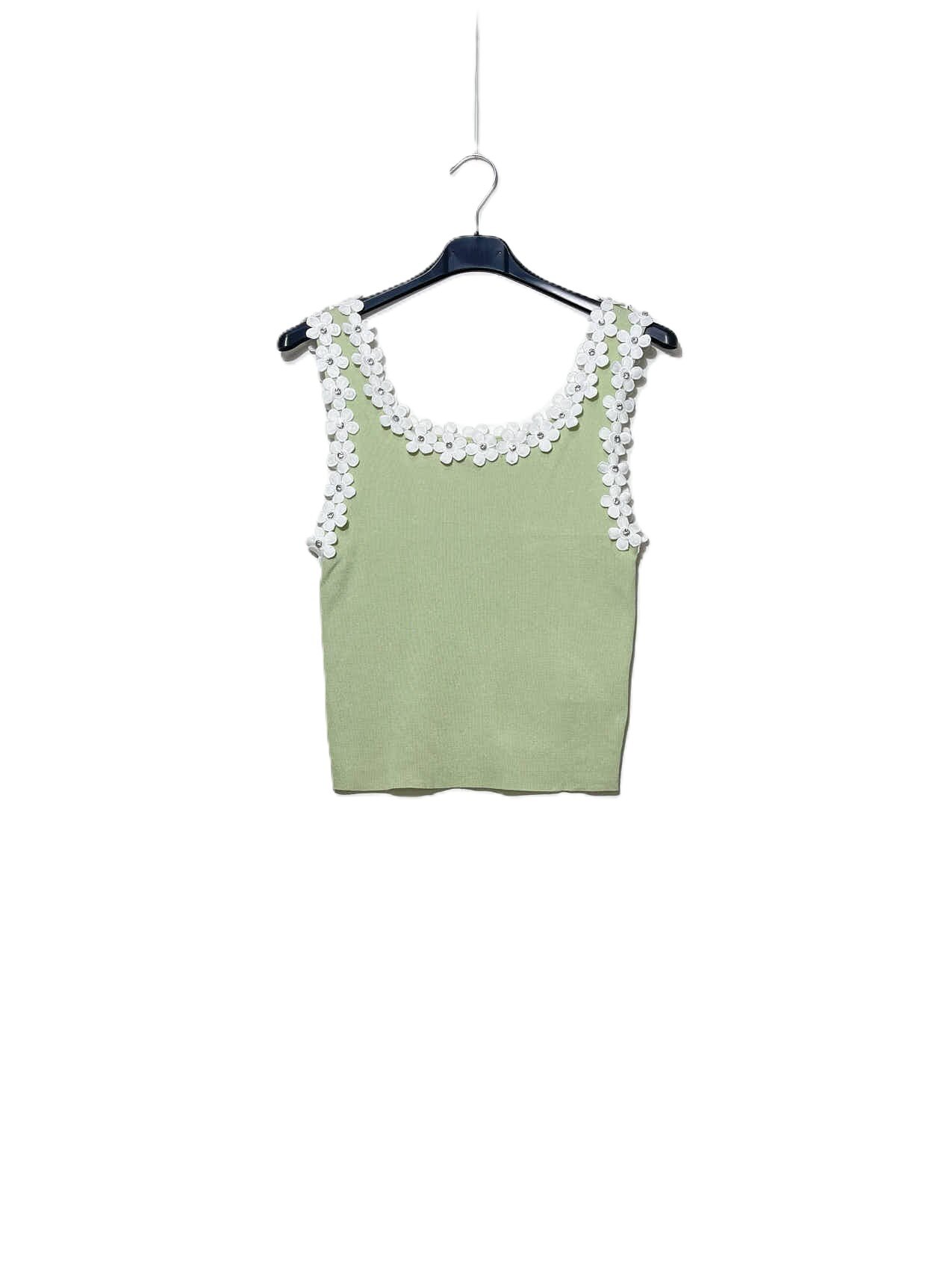 Grossista Elegance - Canotta in viscosa con fiori applicati