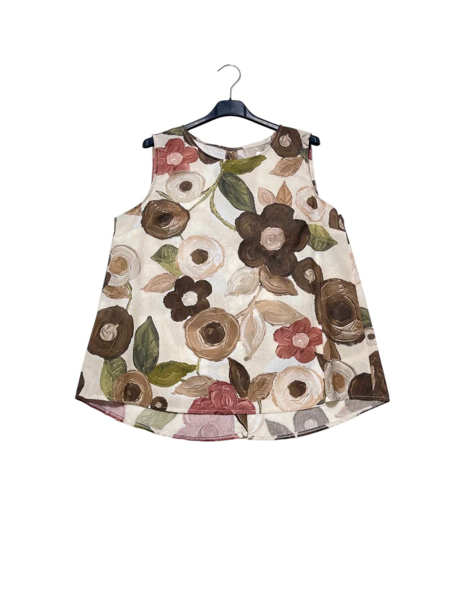 Großhändler Elegance - Ausgestelltes Tanktop mit Knöpfen hinten, Blumenmuster