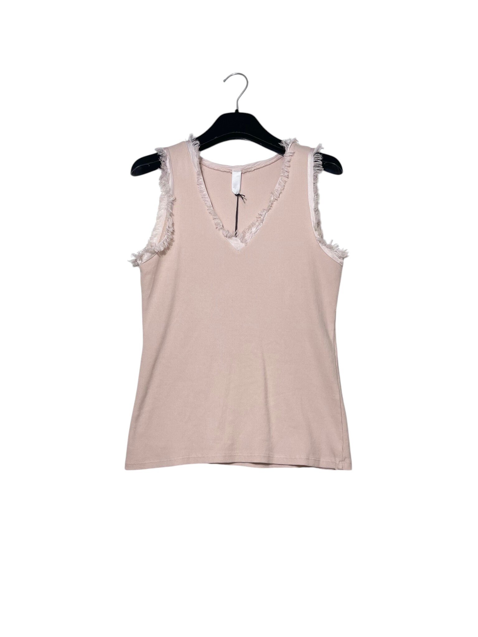 Wholesaler Elegance - Ribbed V-neck frayed tank top