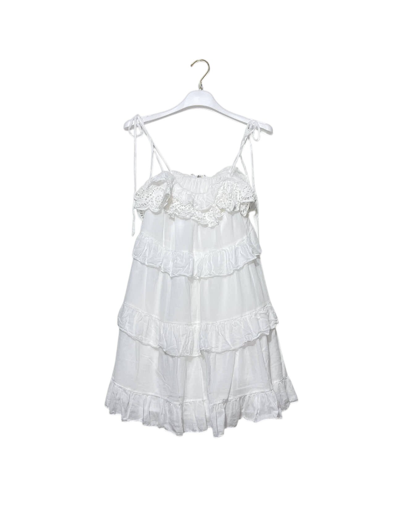 Mayorista Elegance - Camiseta sin mangas acampanada de puro algodón con volantes, forrada por dentro