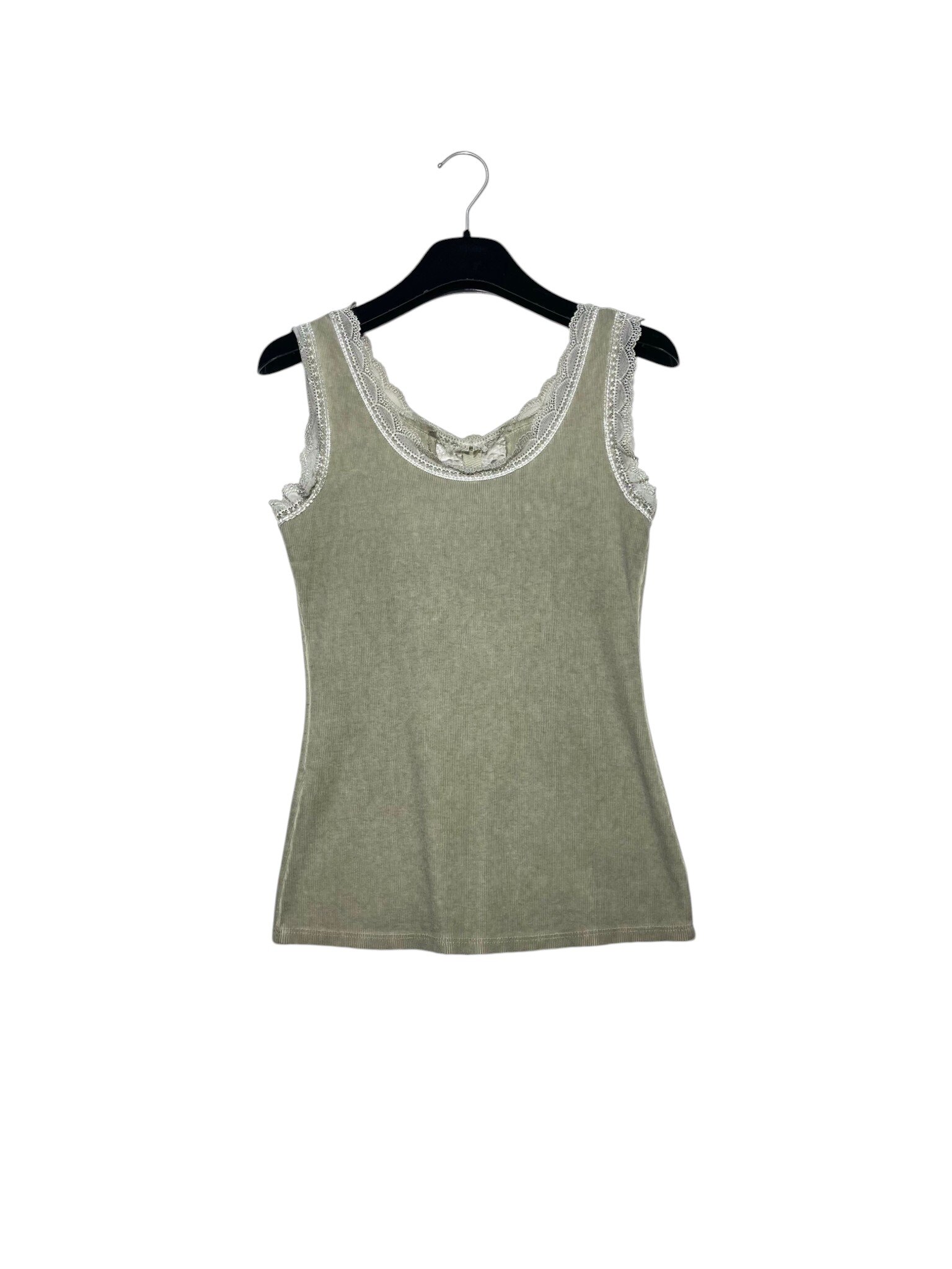 Mayorista Elegance - Camiseta de tirantes acanalada con encaje alrededor, encaje también en la parte trasera