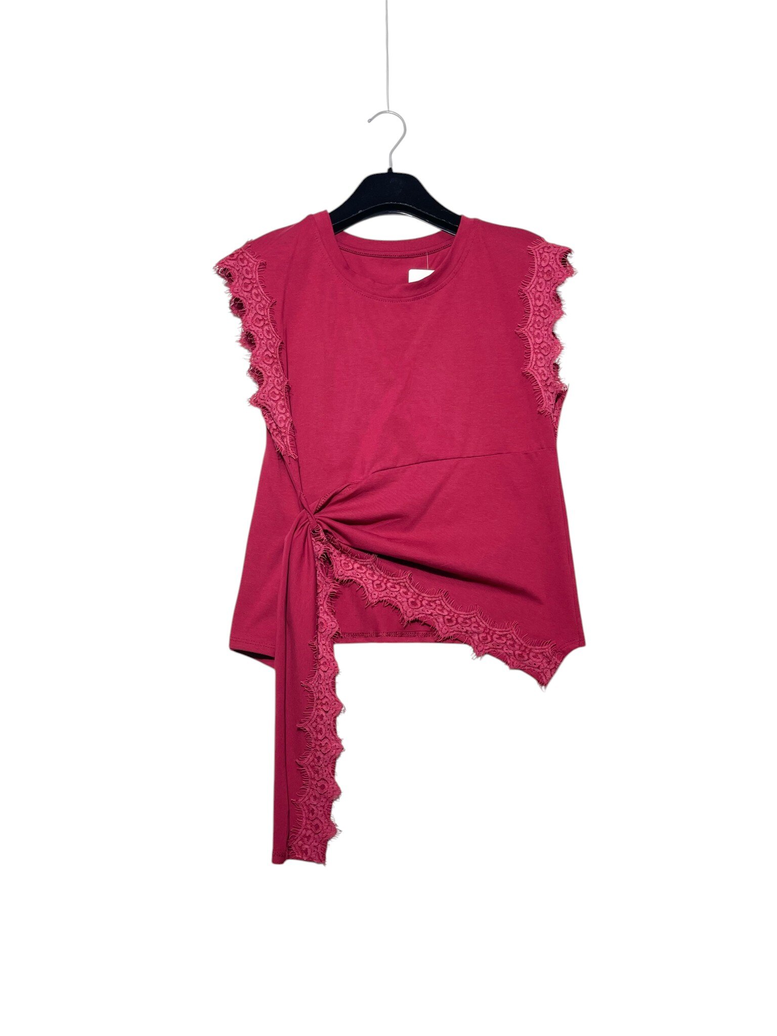 Wholesaler Elegance - Tank top with lace inserts and side knot