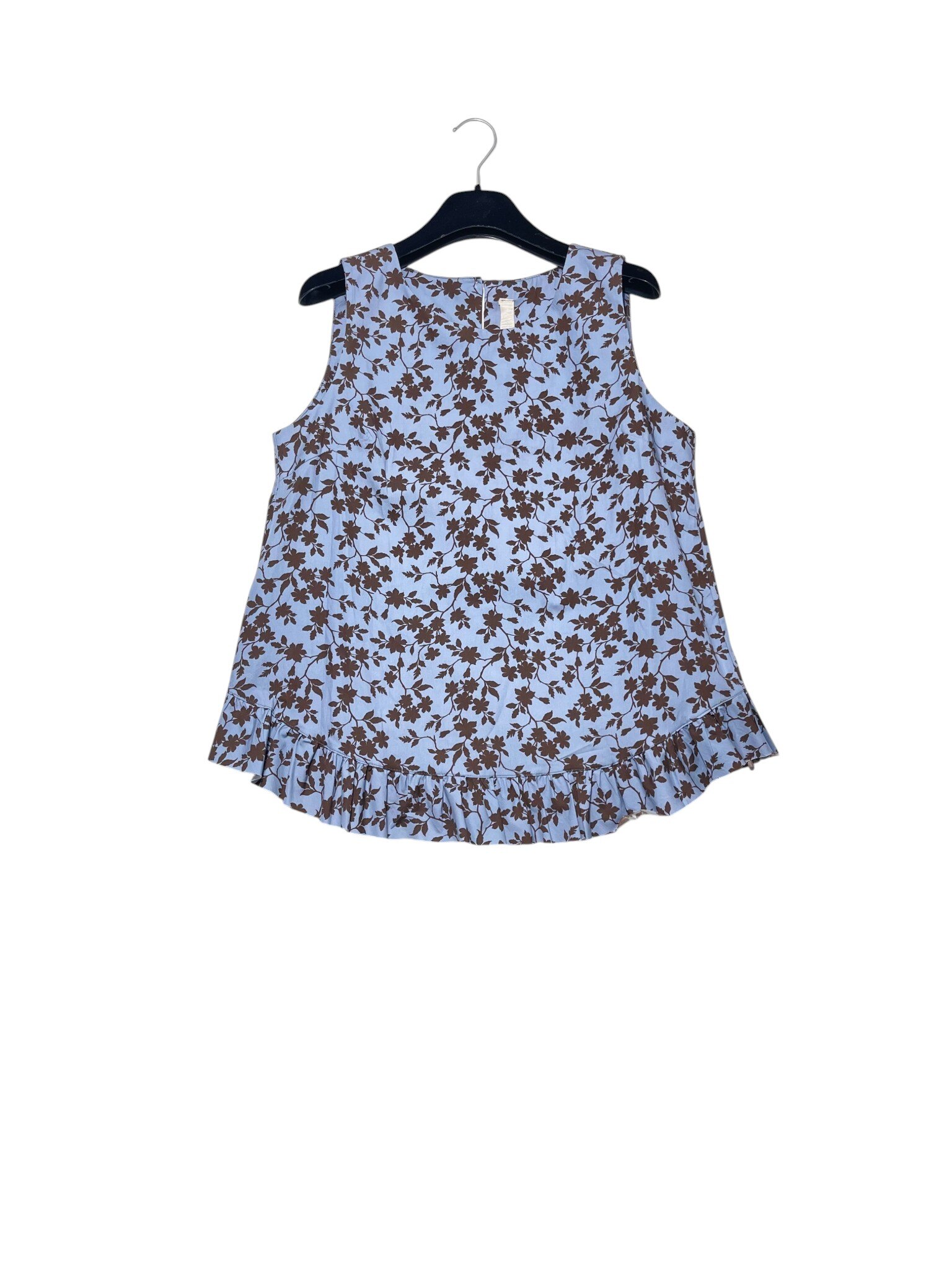 Mayorista Elegance - Camiseta sin mangas con volantes en la parte inferior, botón en la parte trasera con estampado de flores