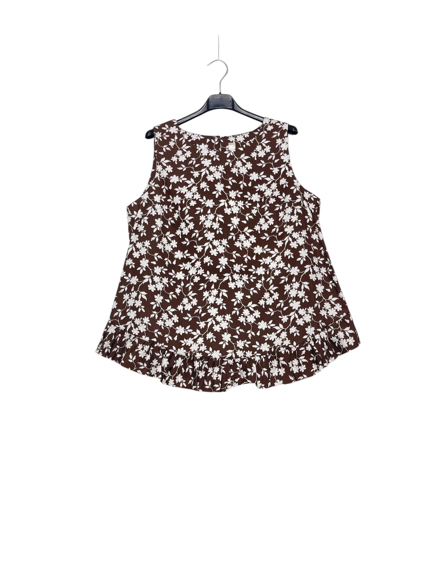 Mayorista Elegance - Camiseta sin mangas con volantes en la parte inferior, botón en la parte trasera con estampado de flores