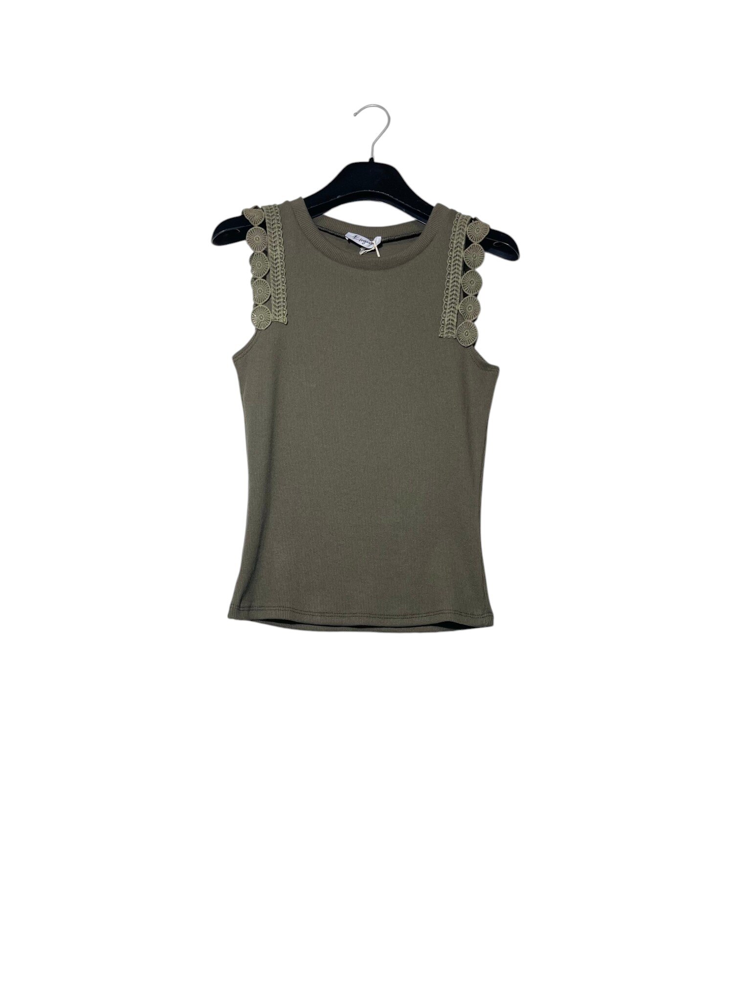 Mayorista Elegance - Camiseta de tirantes acanalada con bordados ingleses