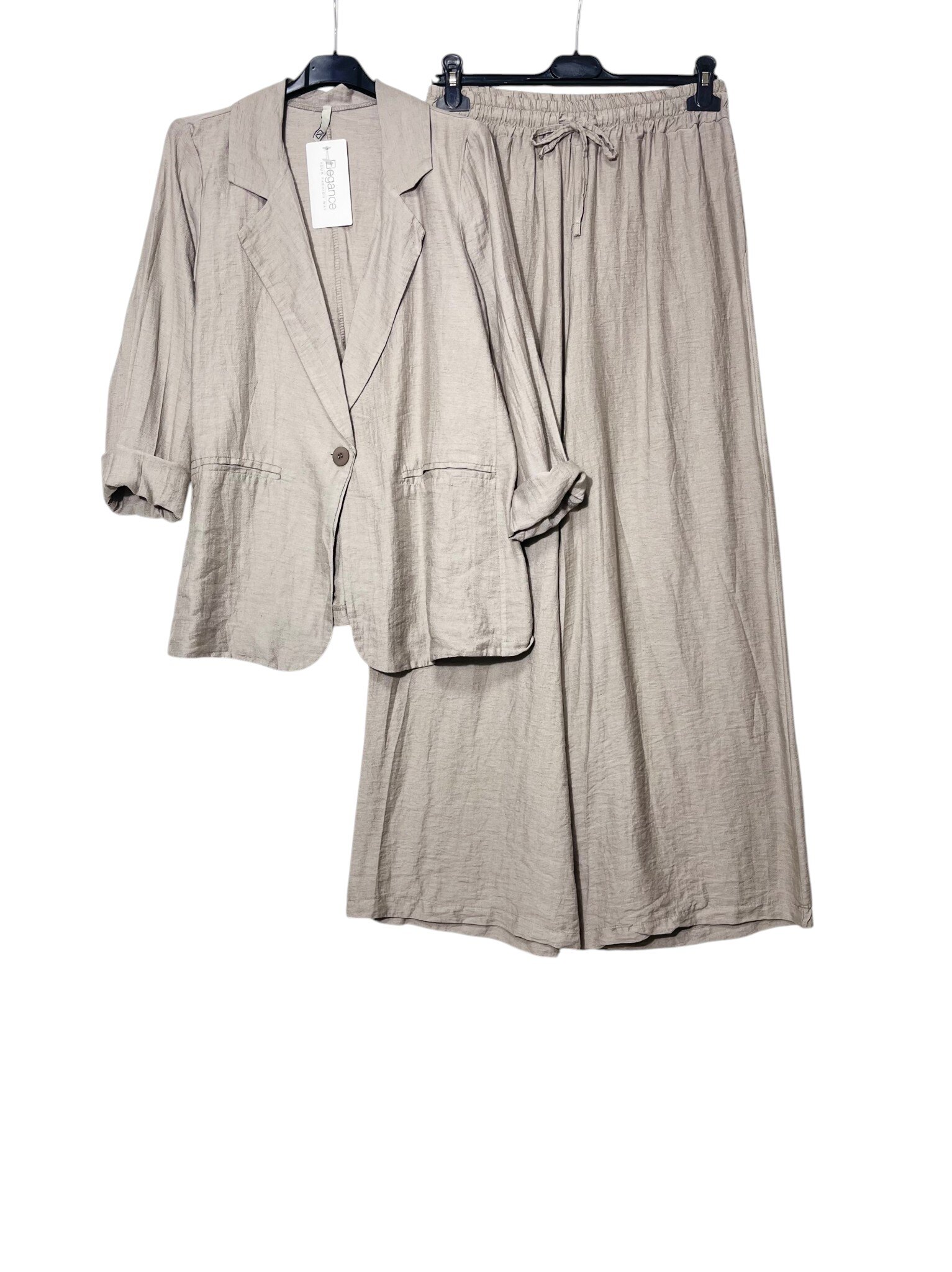 Mayorista Elegance - Conjunto de Chaqueta y pantalón palazzo de mezcla de lino