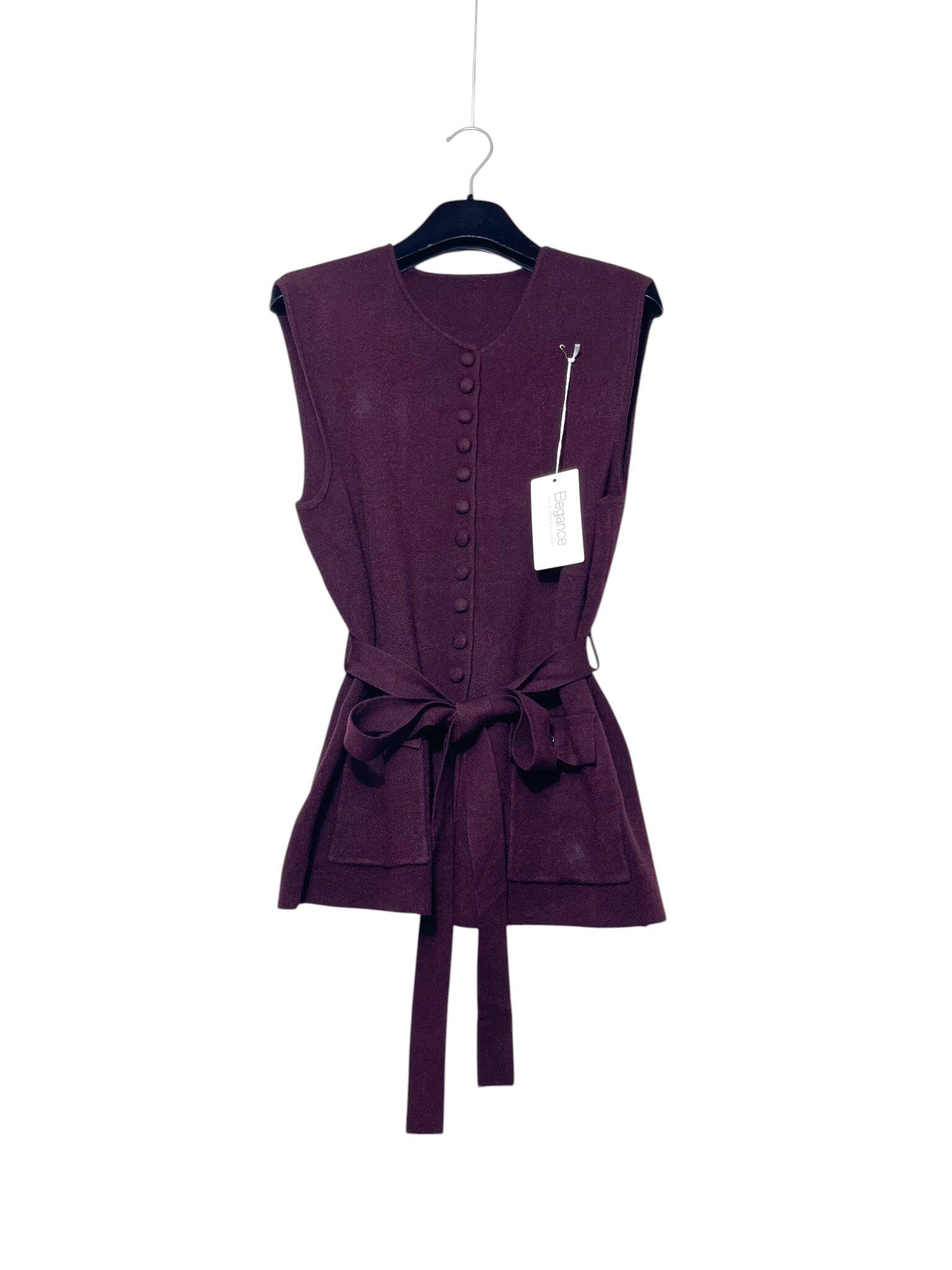 Wholesaler Elegance - Long vest with tone-on-tone buttons and belt