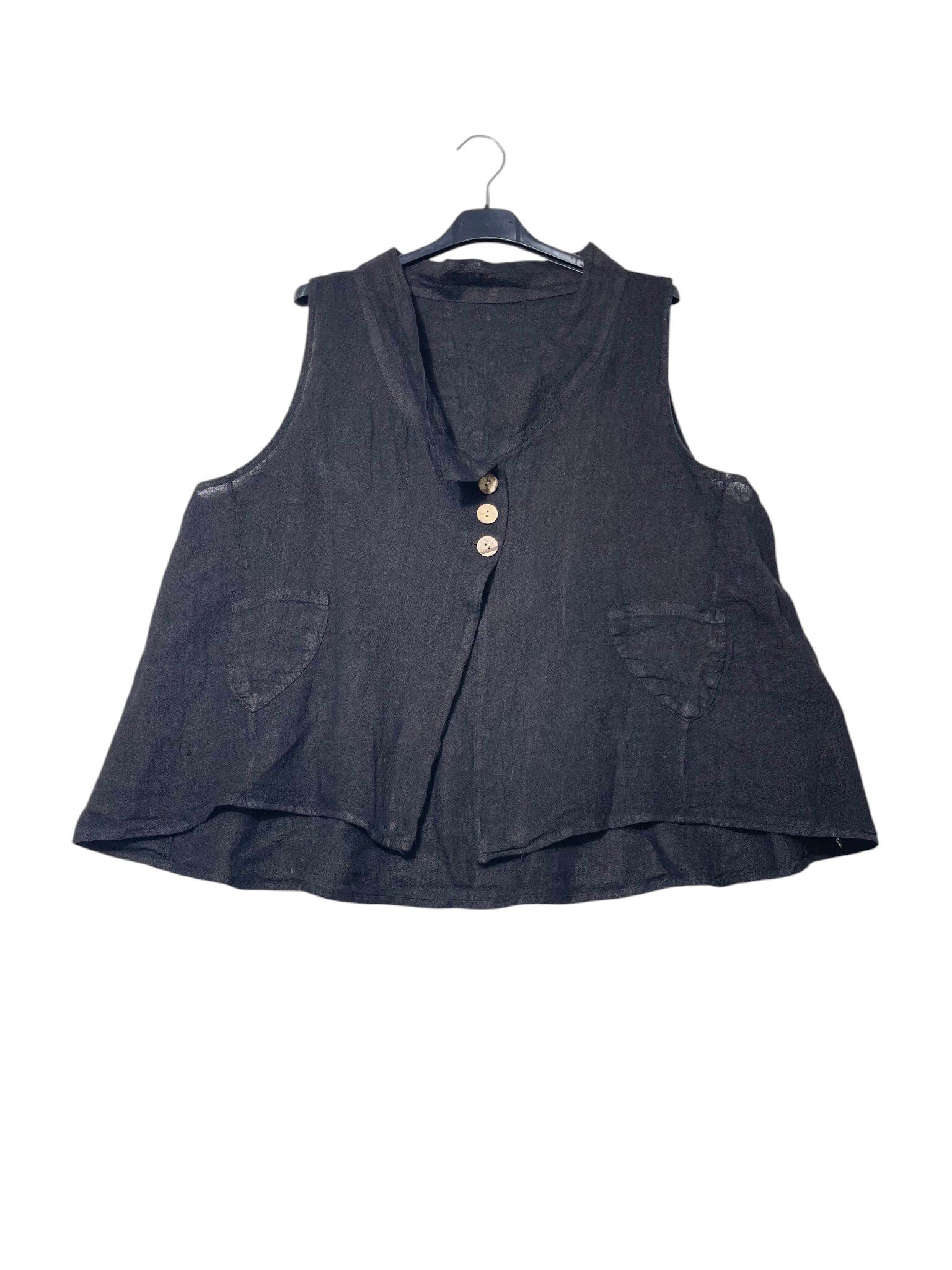 Wholesaler Elegance - Linen vest with double button and small pockets