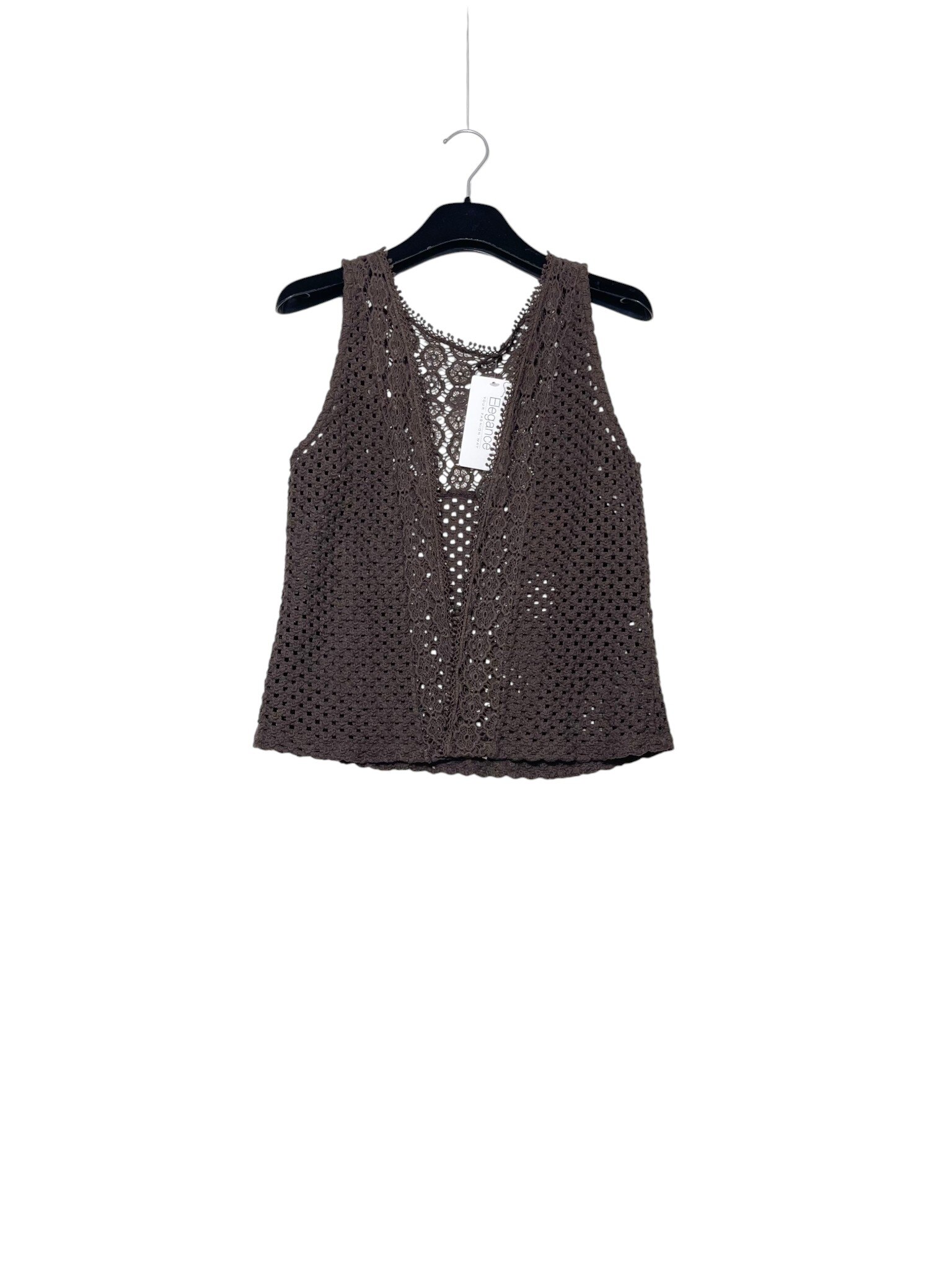 Mayorista Elegance - Chaleco de puro algodón tejido a crochet con patrón de margaritas