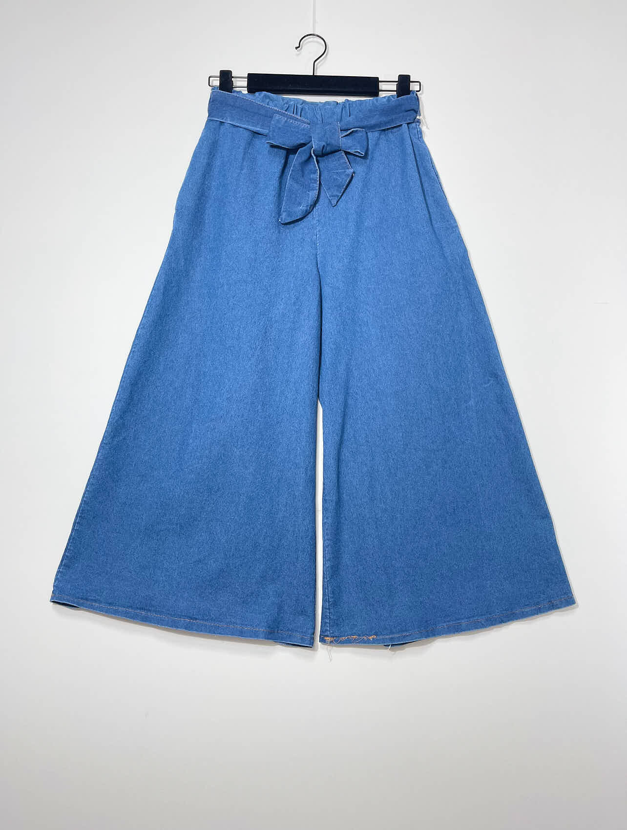 Wholesaler Elegance - Palazzo pants in chambray with elastic waist