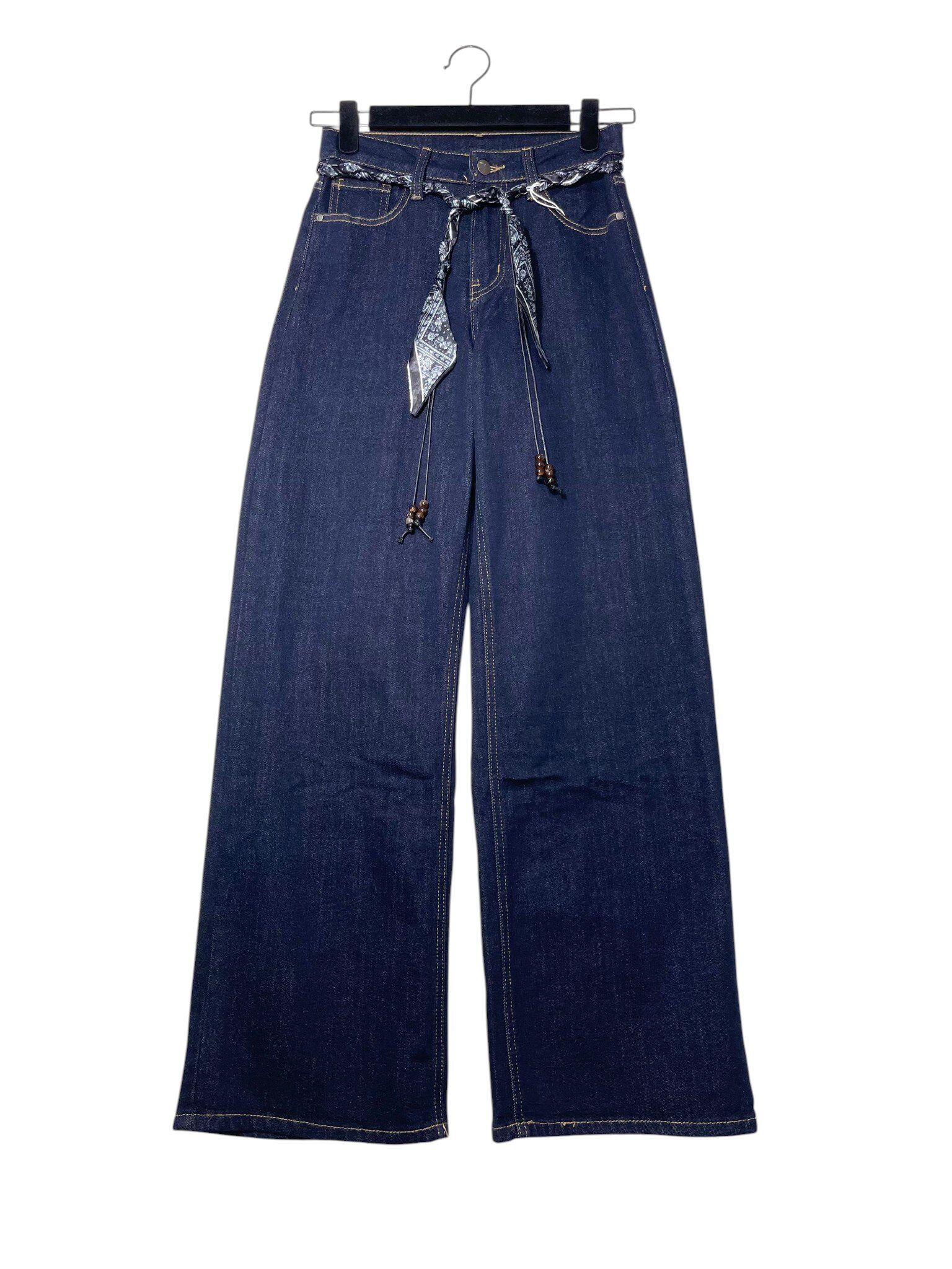 Grossiste Elegance - Jean palazzo foncé avec ceinture