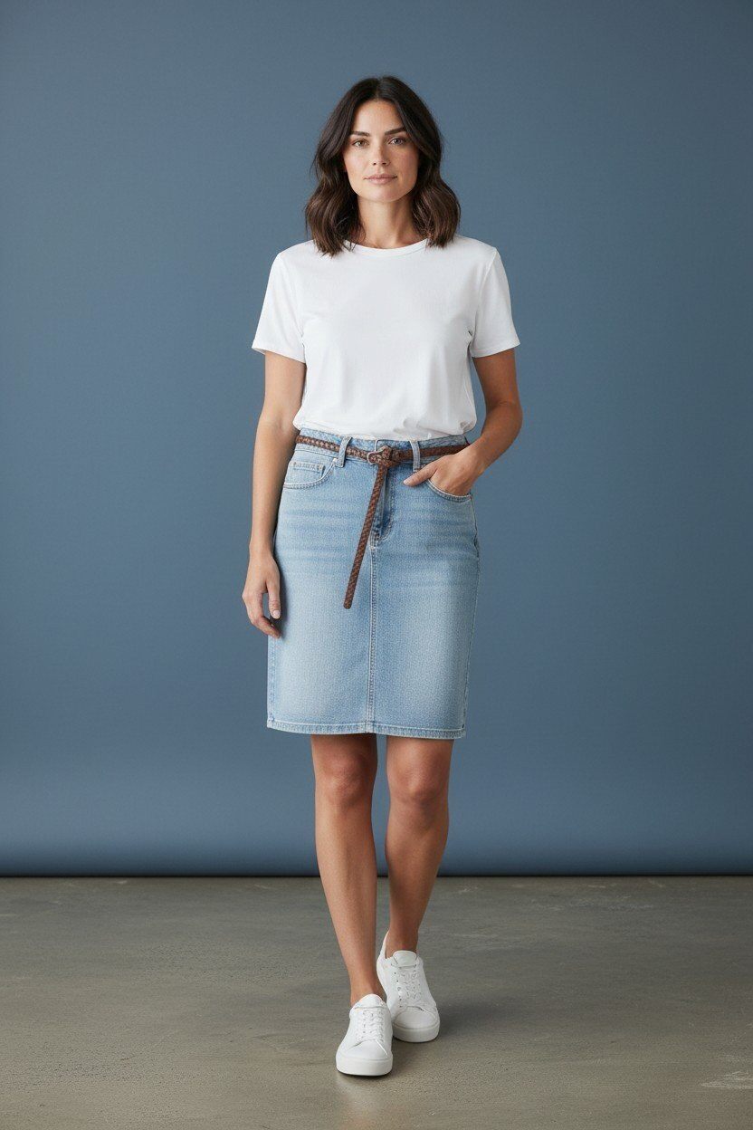 Wholesaler Elegance - Midi denim skirt with back slit
