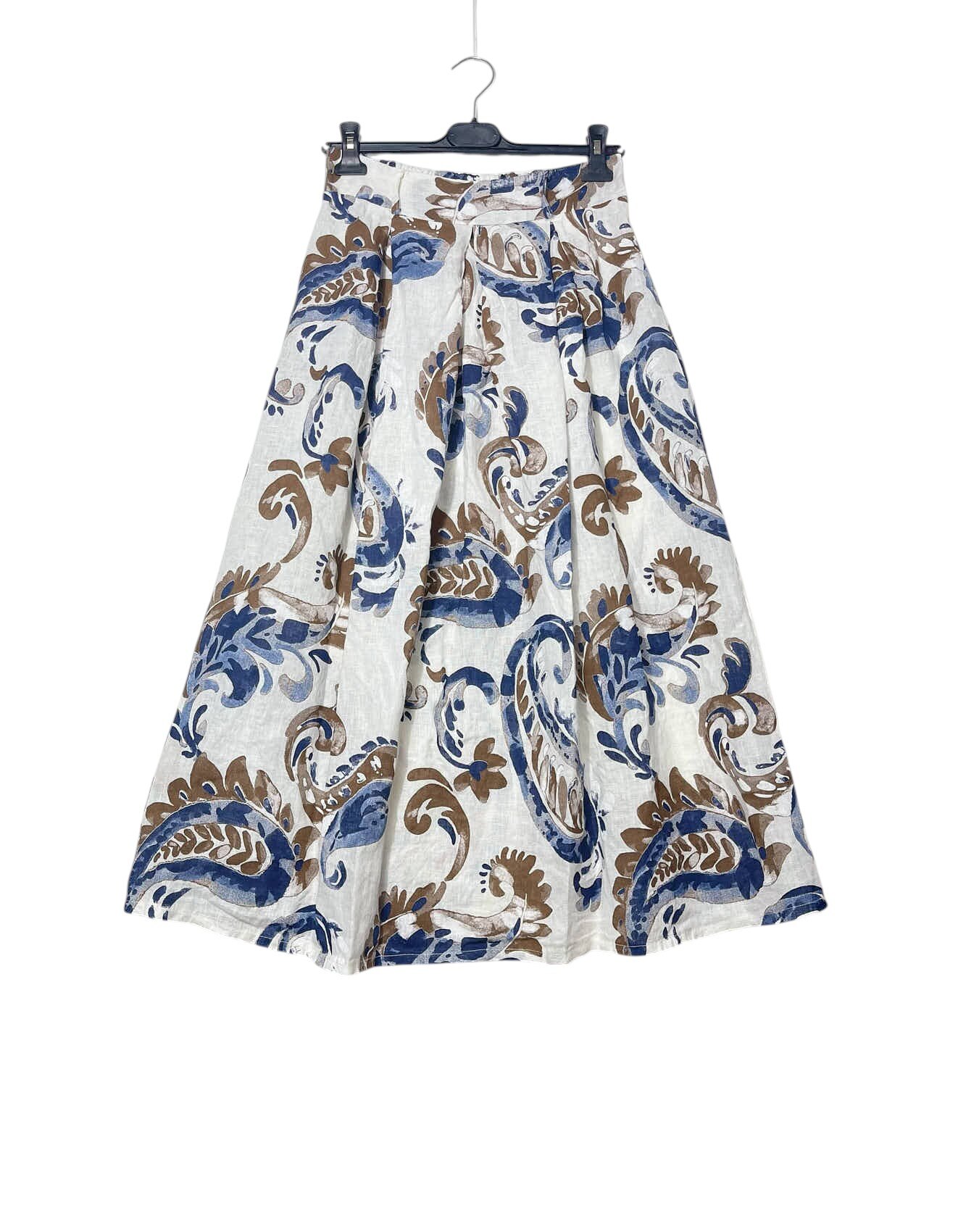 Wholesaler Elegance - Linen skirt with floral pattern and darts