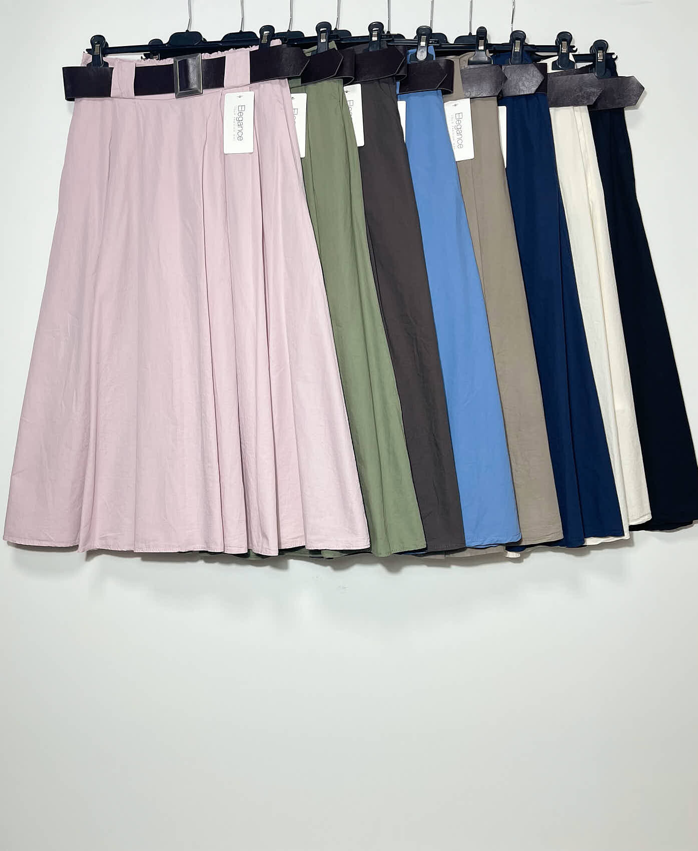 Wholesaler Elegance - Light cotton skirt with eco -leather belt