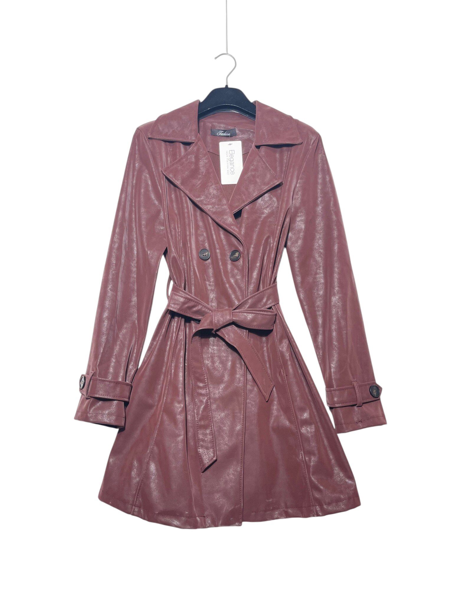 Grossiste Elegance - Trench en cuir écologique vintage à 4 boutons