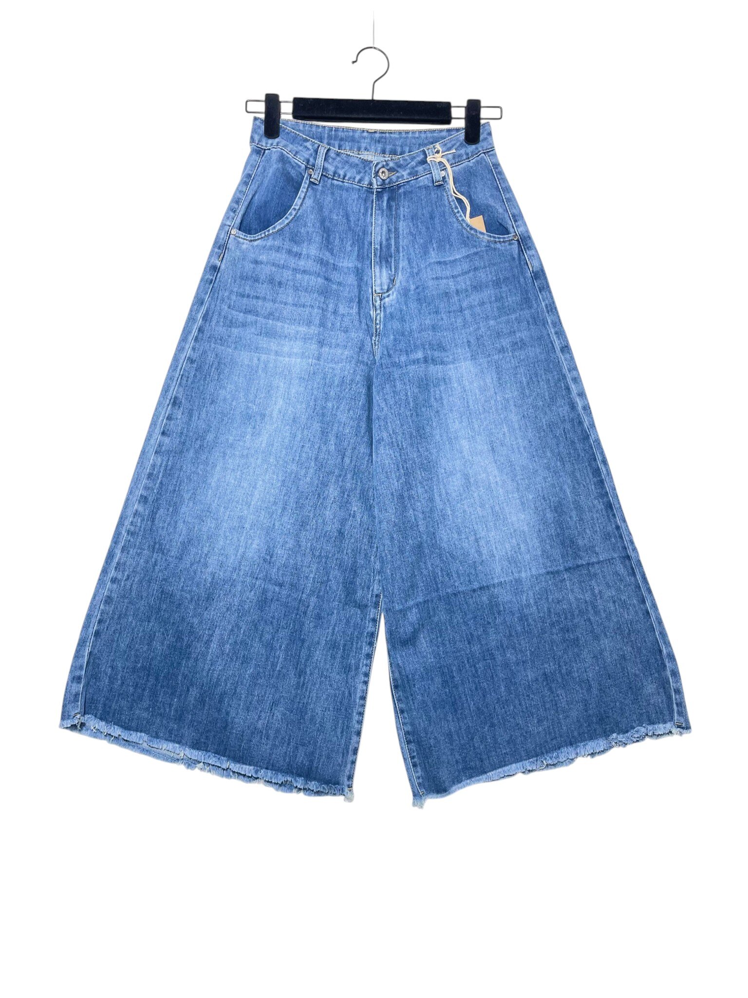 Wholesaler Elegance - Frayed 7/8 Palazzo Jeans