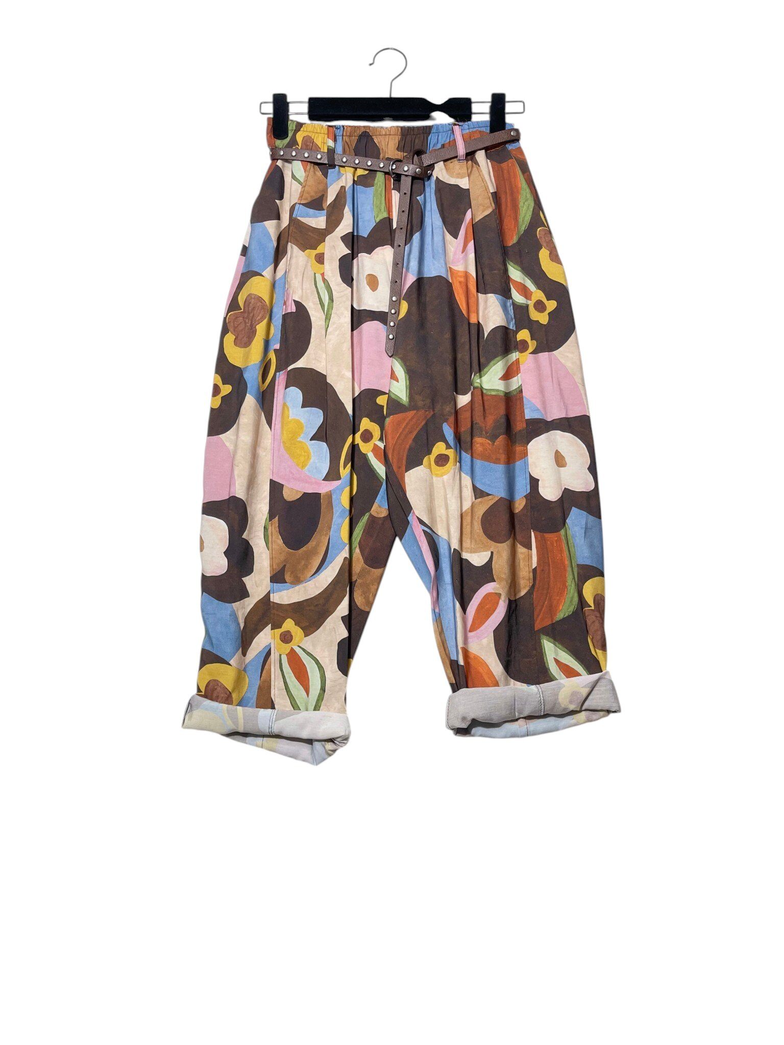 Wholesaler Elegance - Baggy fit linen blend trousers with artistic print