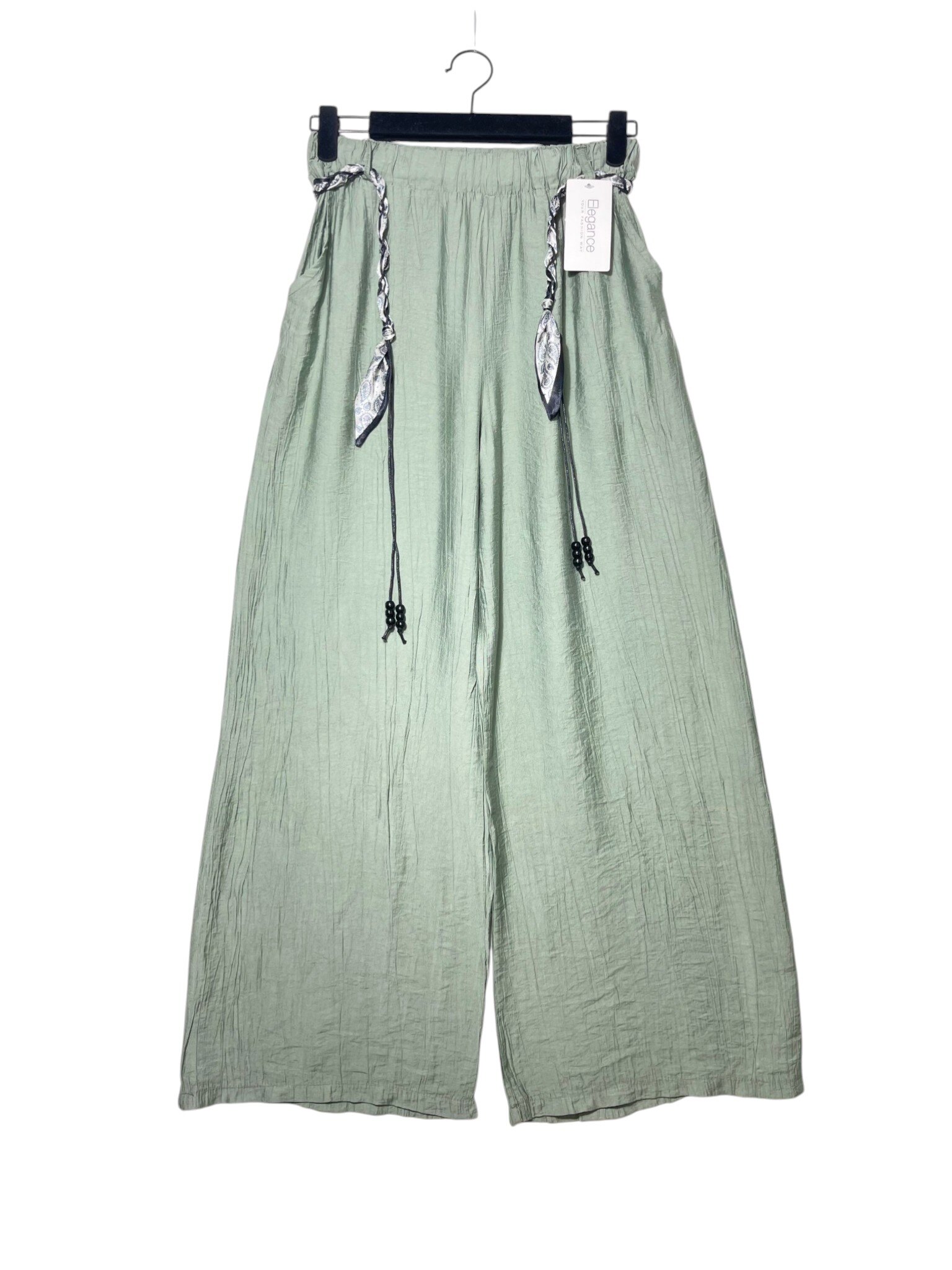Großhändler Elegance - Palazzo-Hose mit Knittereffekt, mit elastischem Bund und Seitentaschen