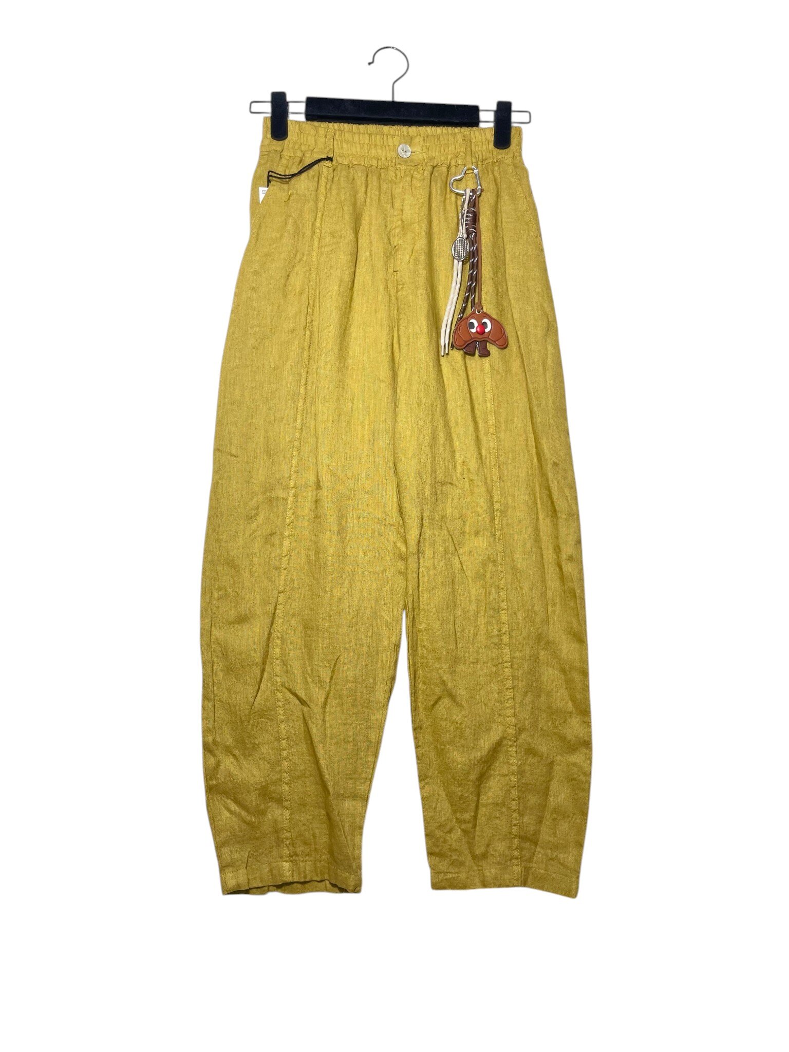 Wholesaler Elegance - Baggy fit trousers in pure linen with keychain